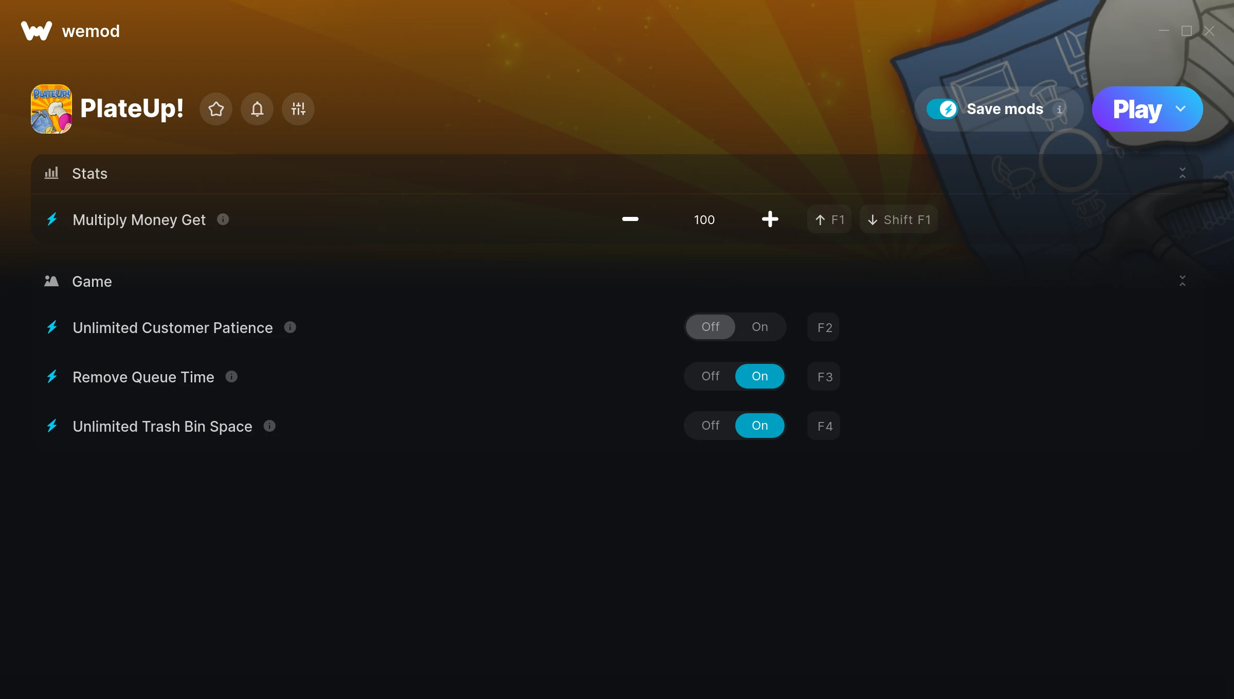 PlateUp! Trainer screenshot