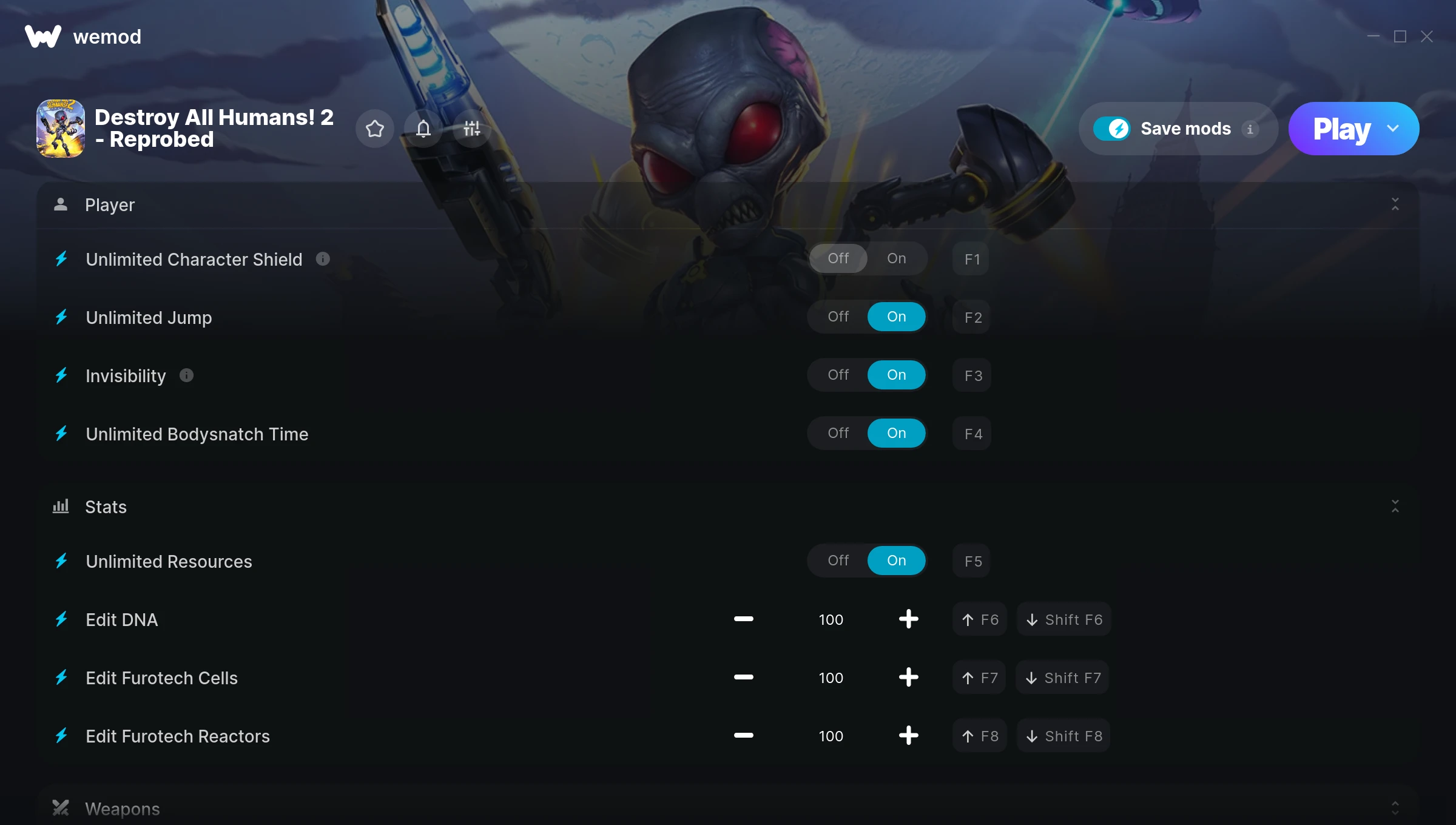 Destroy All Humans! 2 - Reprobed Trainer screenshot