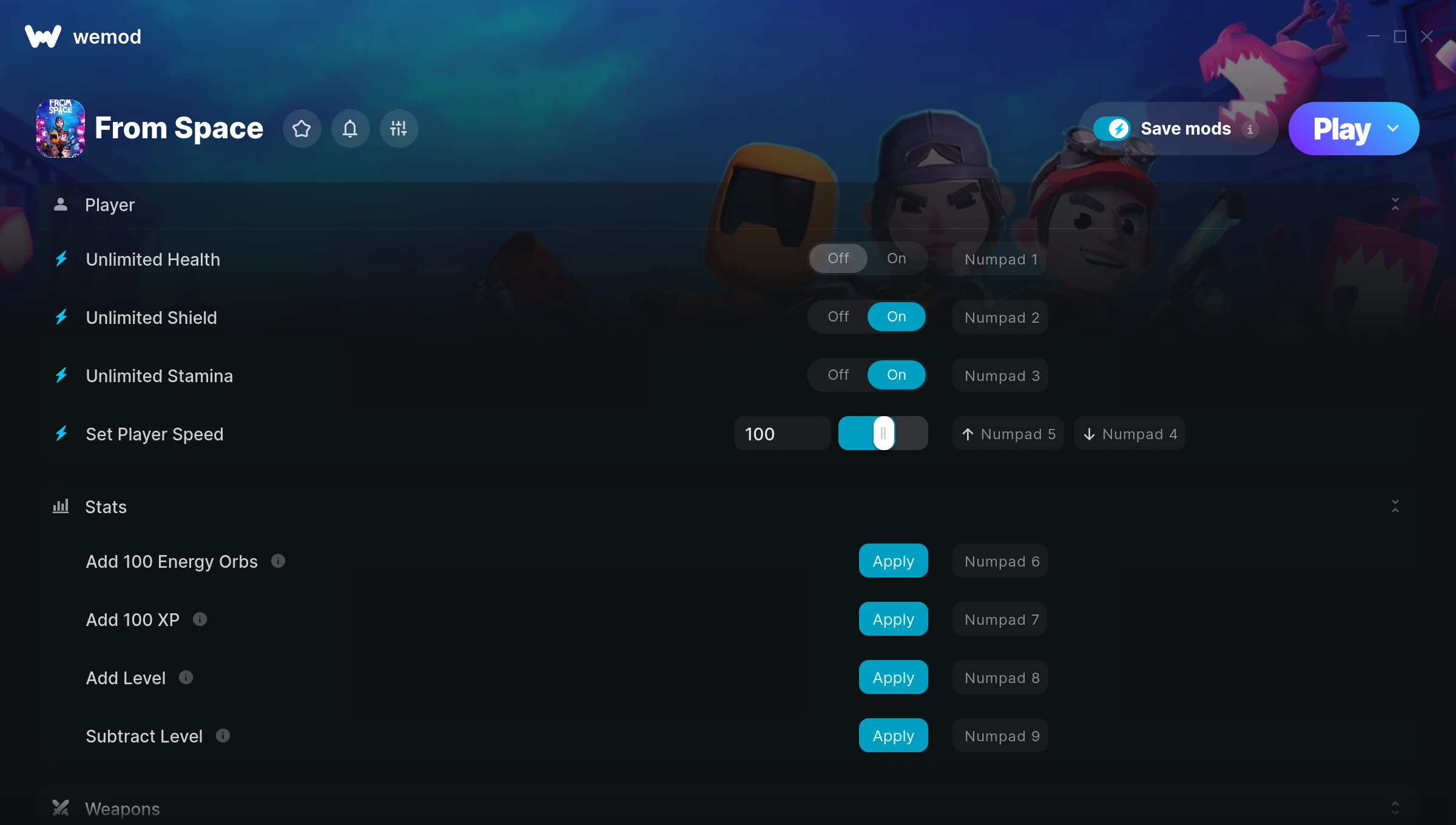 From Space Trainer screenshot