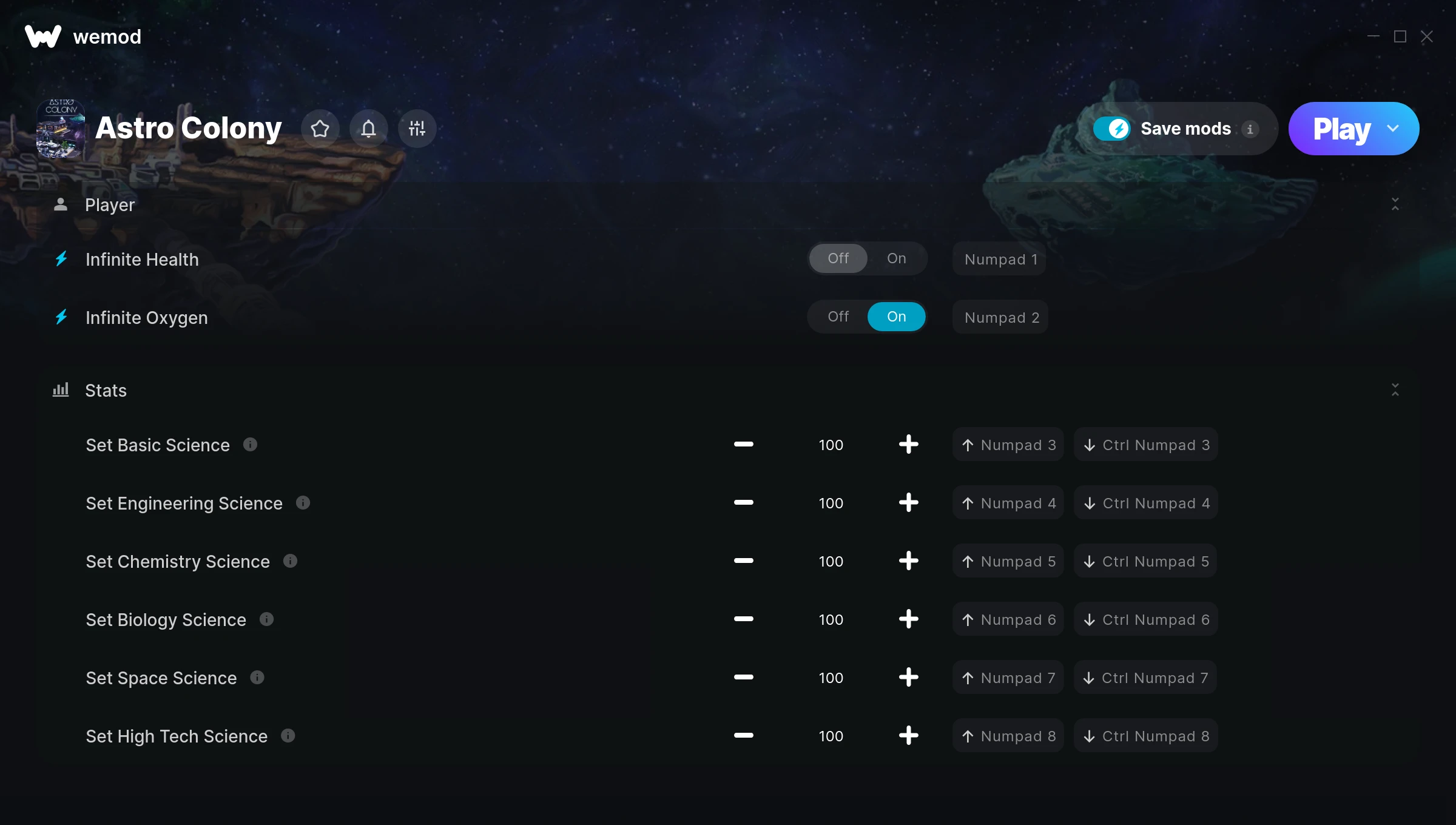 Astro Colony Trainer screenshot