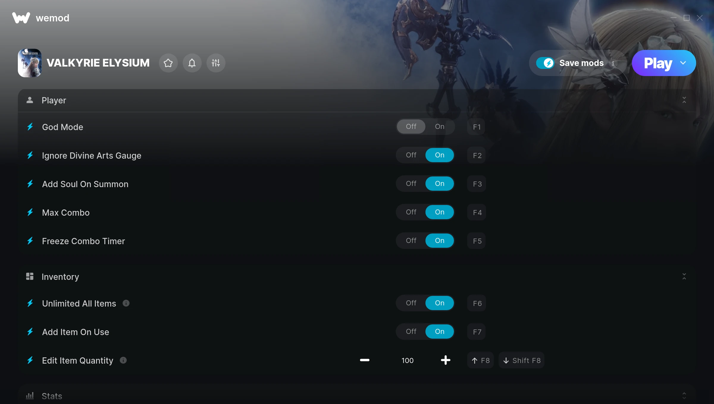 VALKYRIE ELYSIUM Trainer screenshot