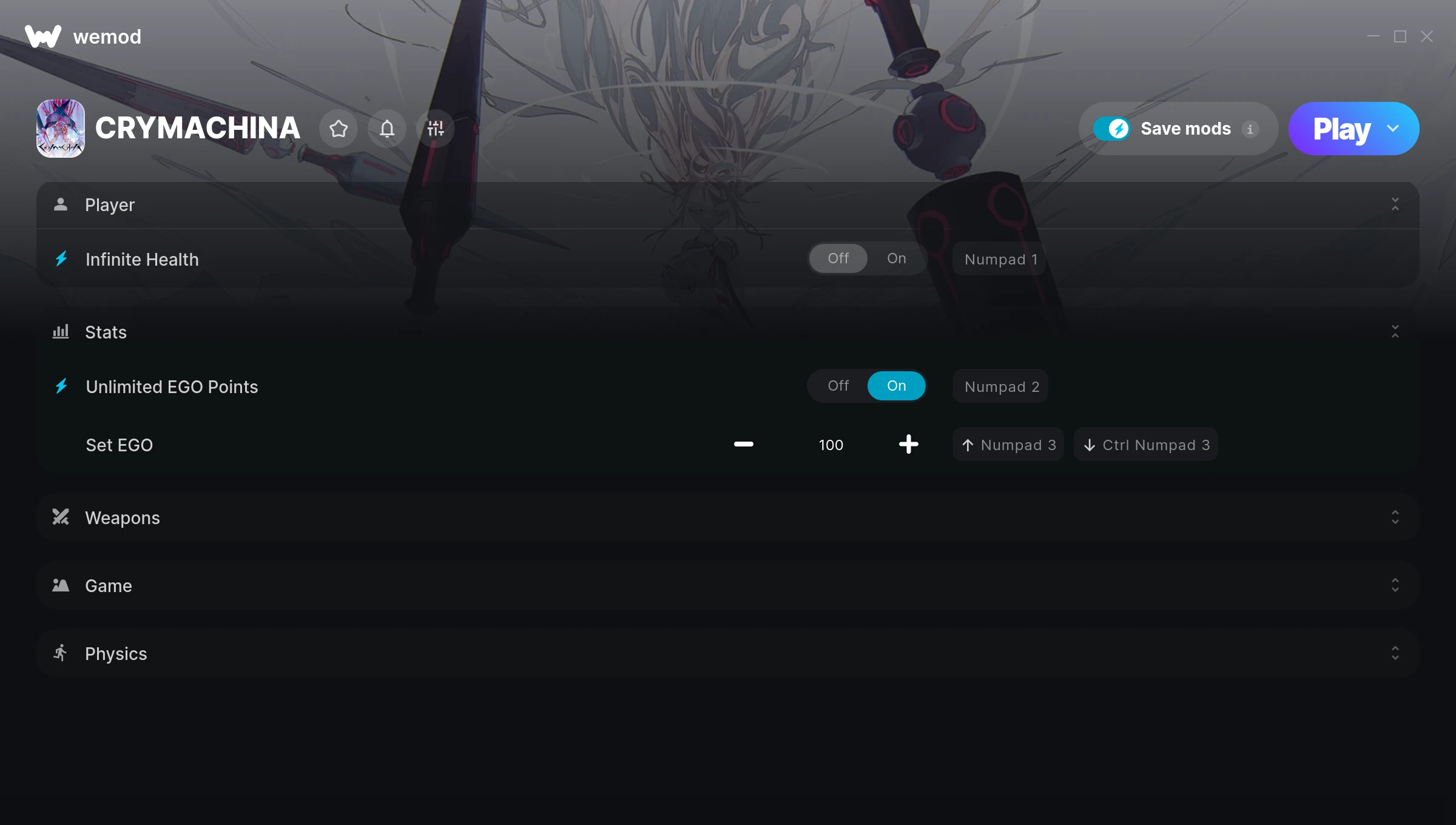 CRYMACHINA Trainer screenshot