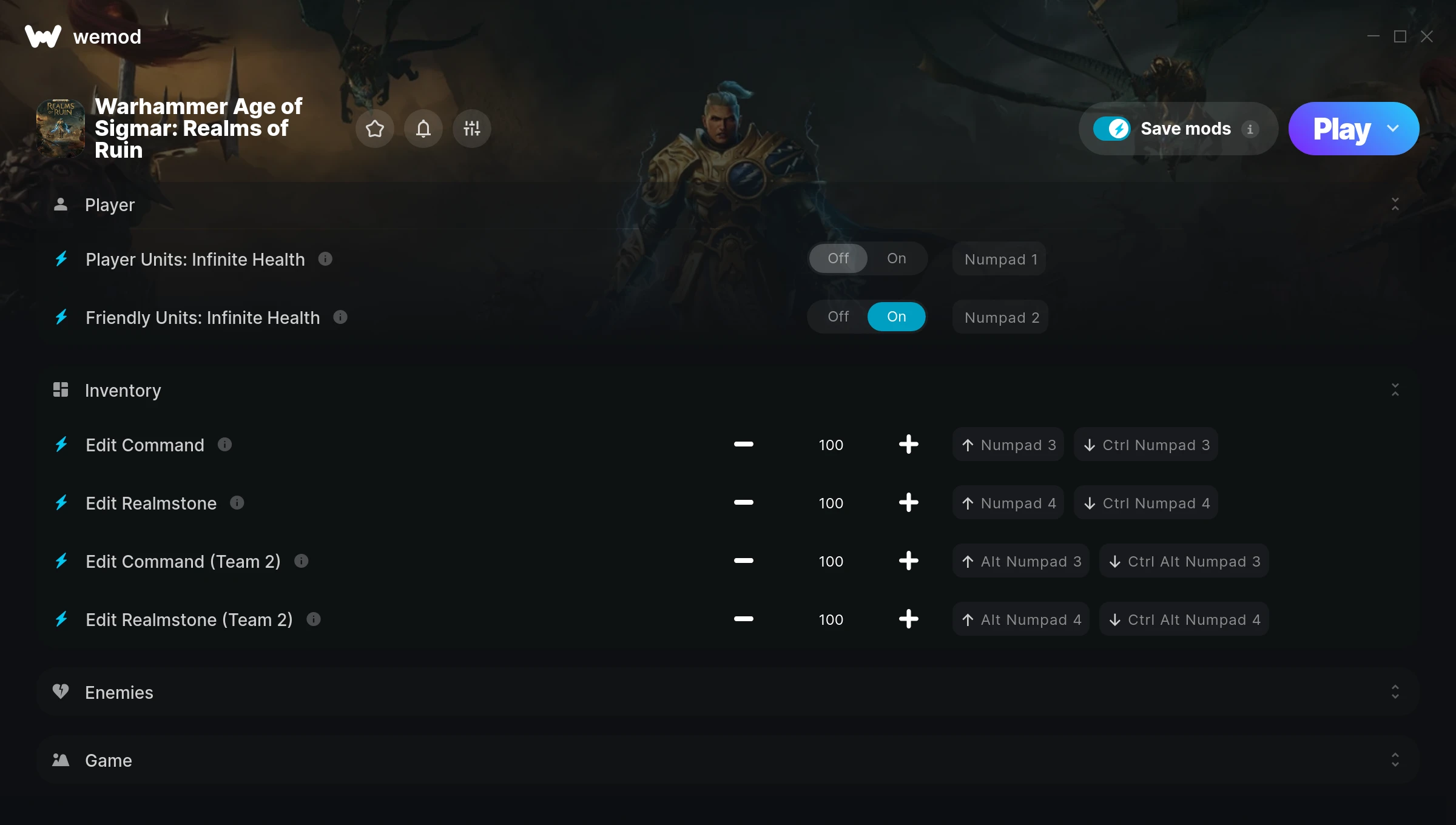 Warhammer Age of Sigmar: Realms of Ruin Trainer screenshot