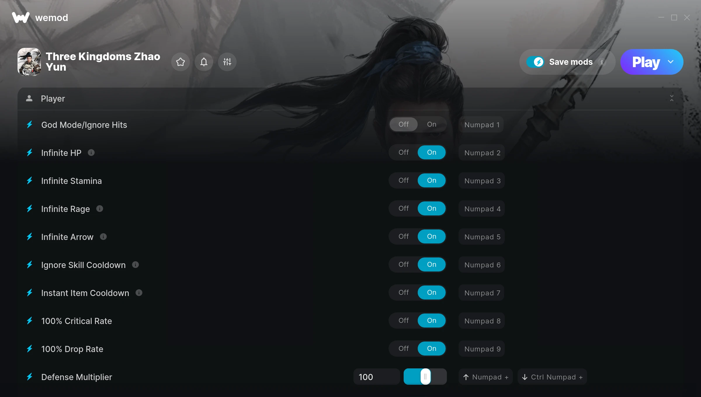 Three Kingdoms Zhao Yun Trainer screenshot