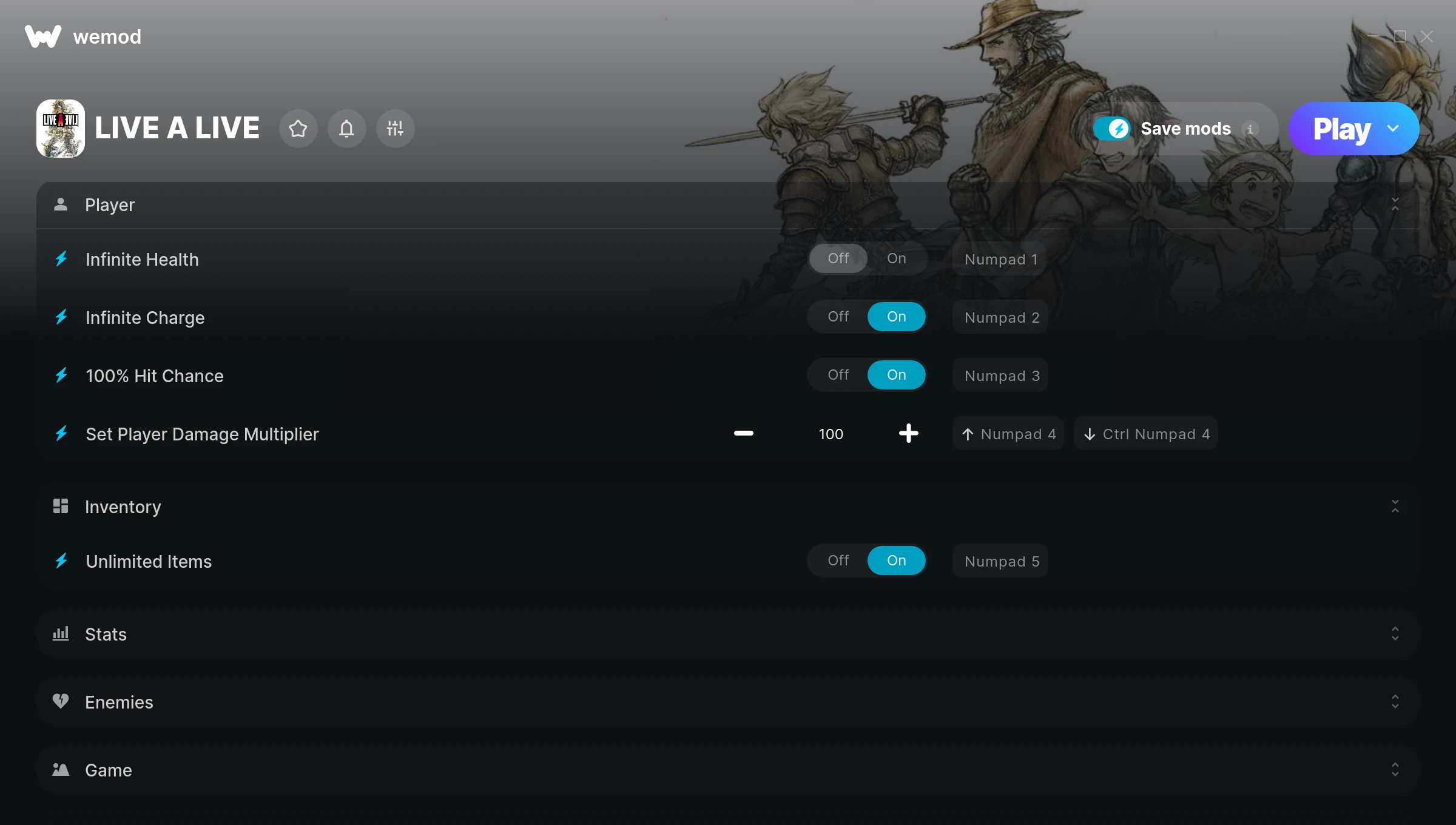 LIVE A LIVE Trainer screenshot