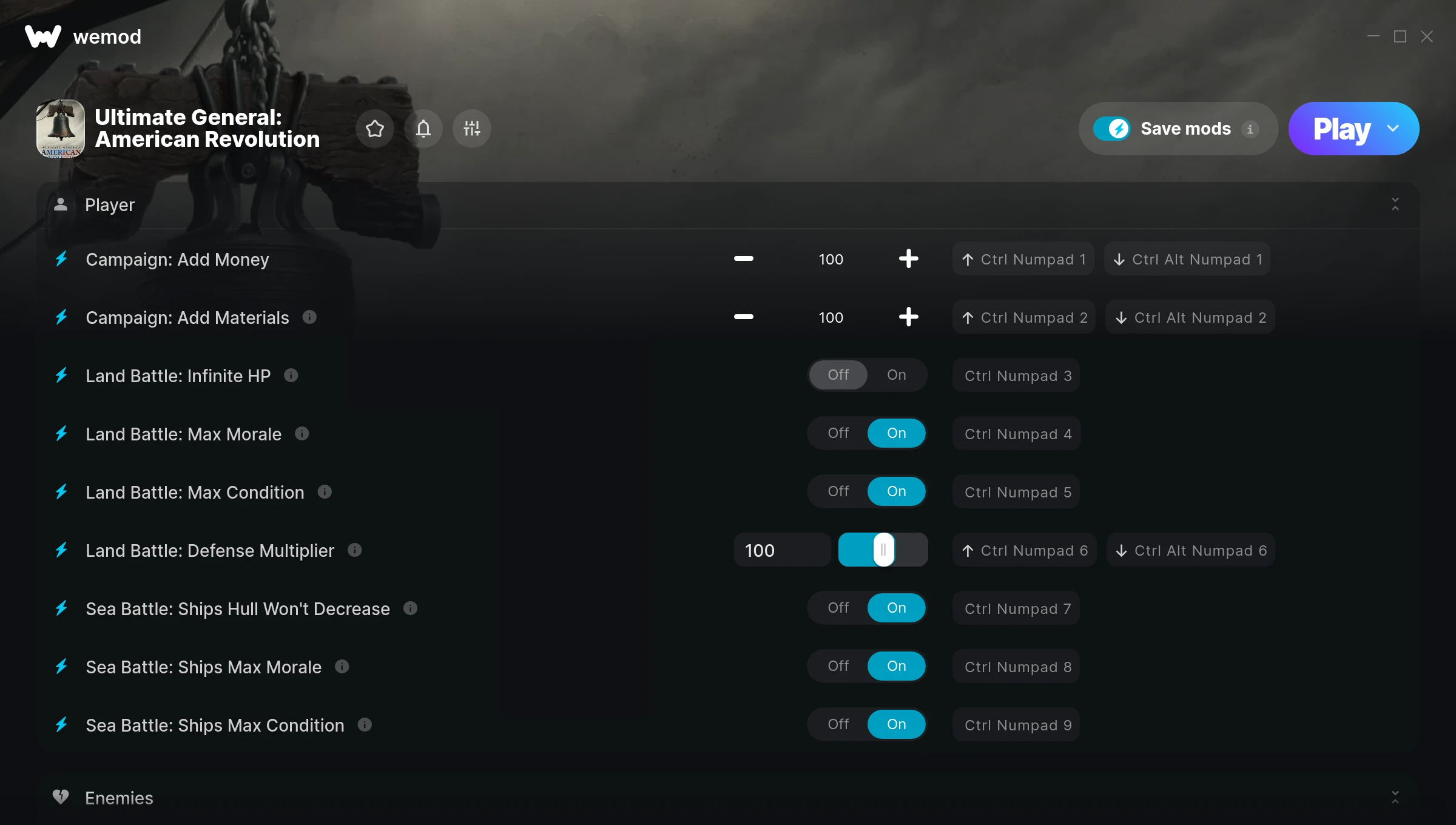 Ultimate General: American Revolution Trainer screenshot