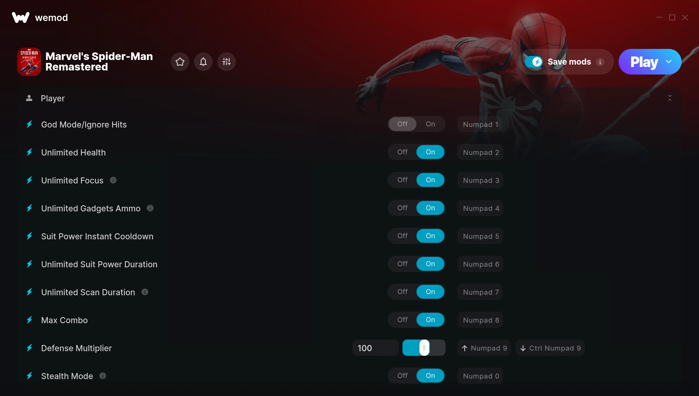 Marvels Spider-Man Remastered Trainer screenshot