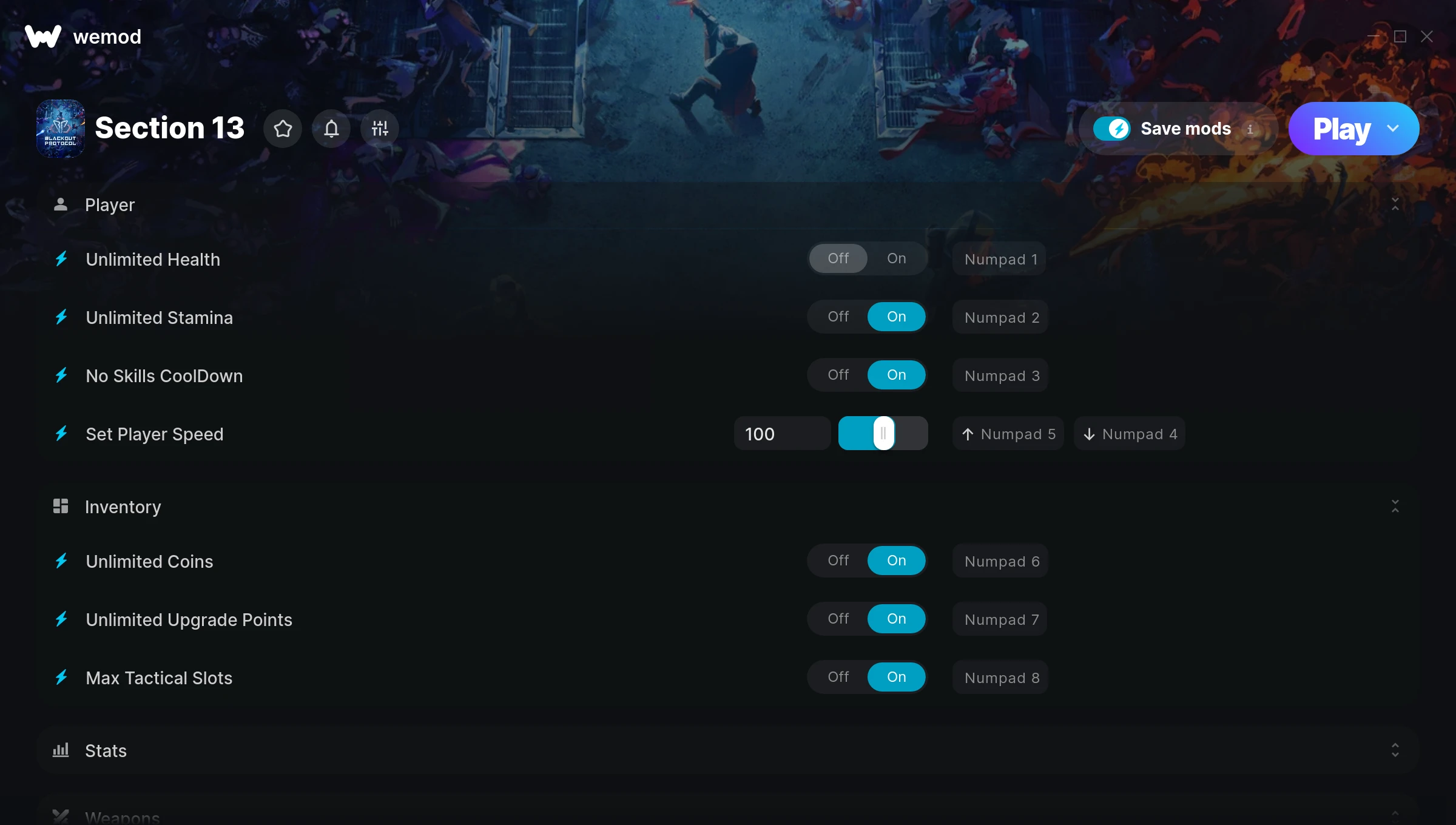 Section 13 Trainer screenshot