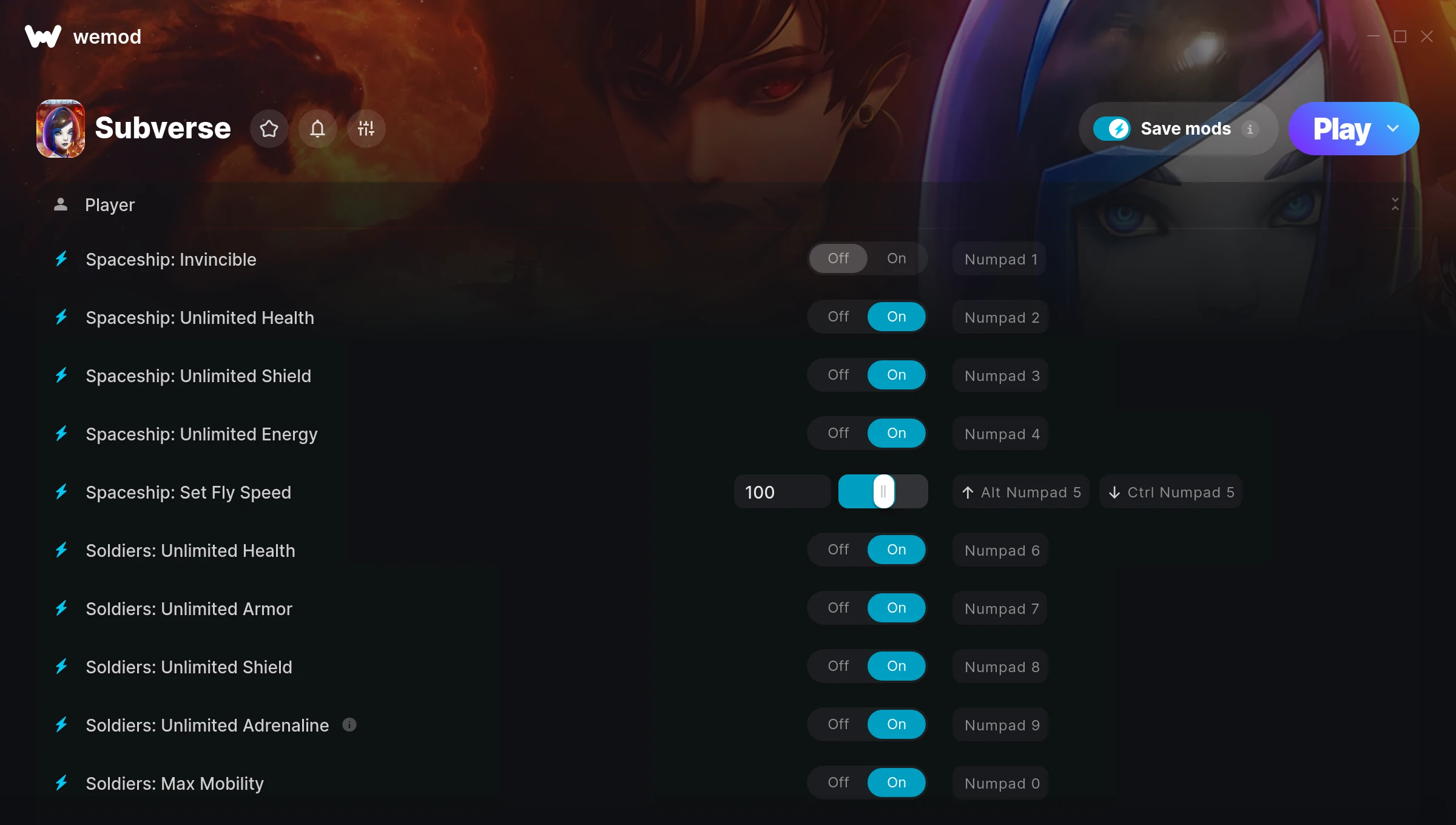 Subverse Trainer screenshot