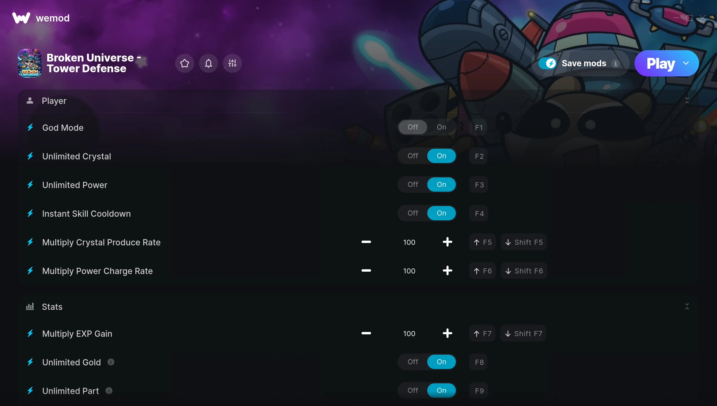 Broken Universe - Tower Defense Trainer screenshot
