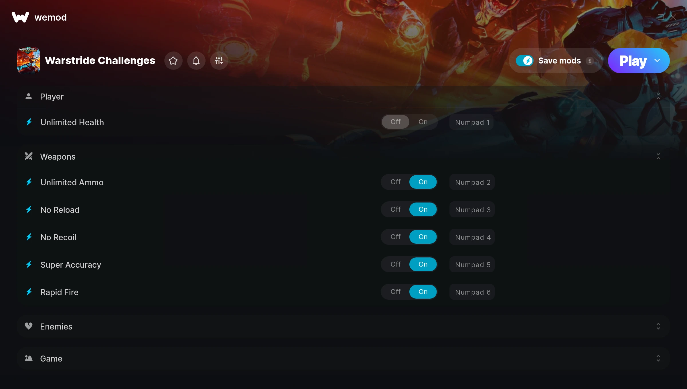 Warstride Challenges Trainer screenshot