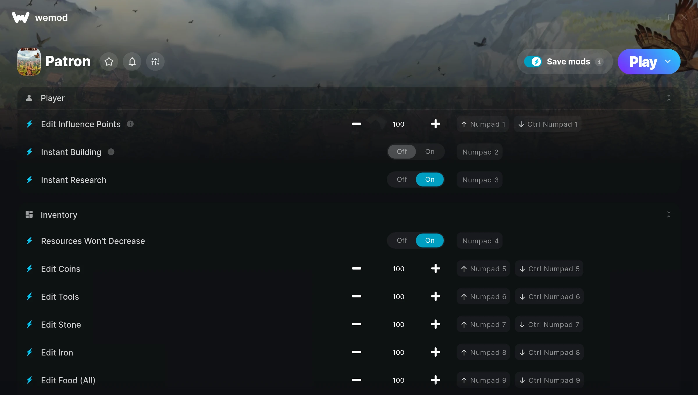 Patron Trainer screenshot