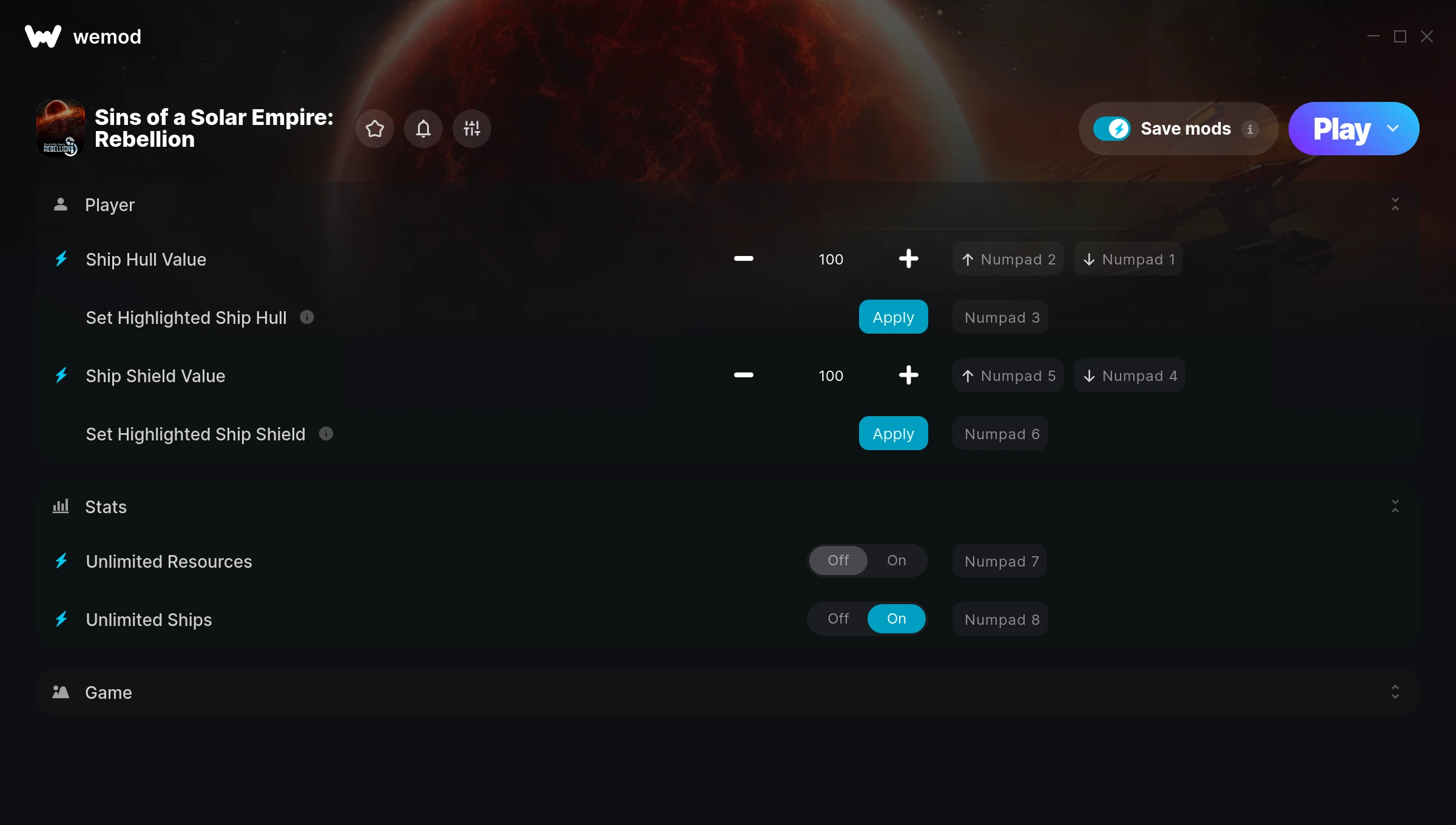 Sins of a Solar Empire: Rebellion Trainer screenshot