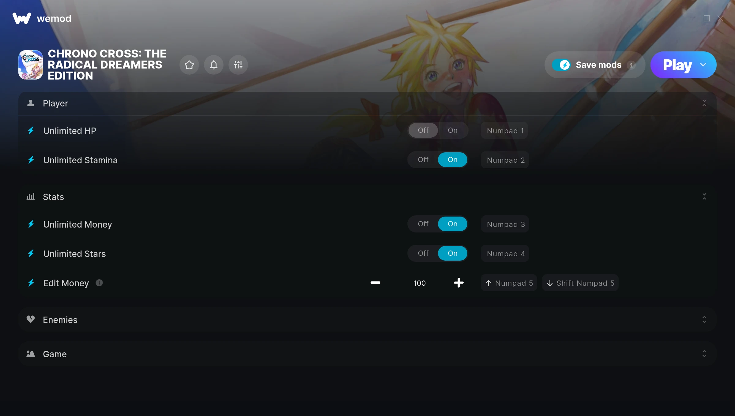 CHRONO CROSS: THE RADICAL DREAMERS EDITION Trainer screenshot