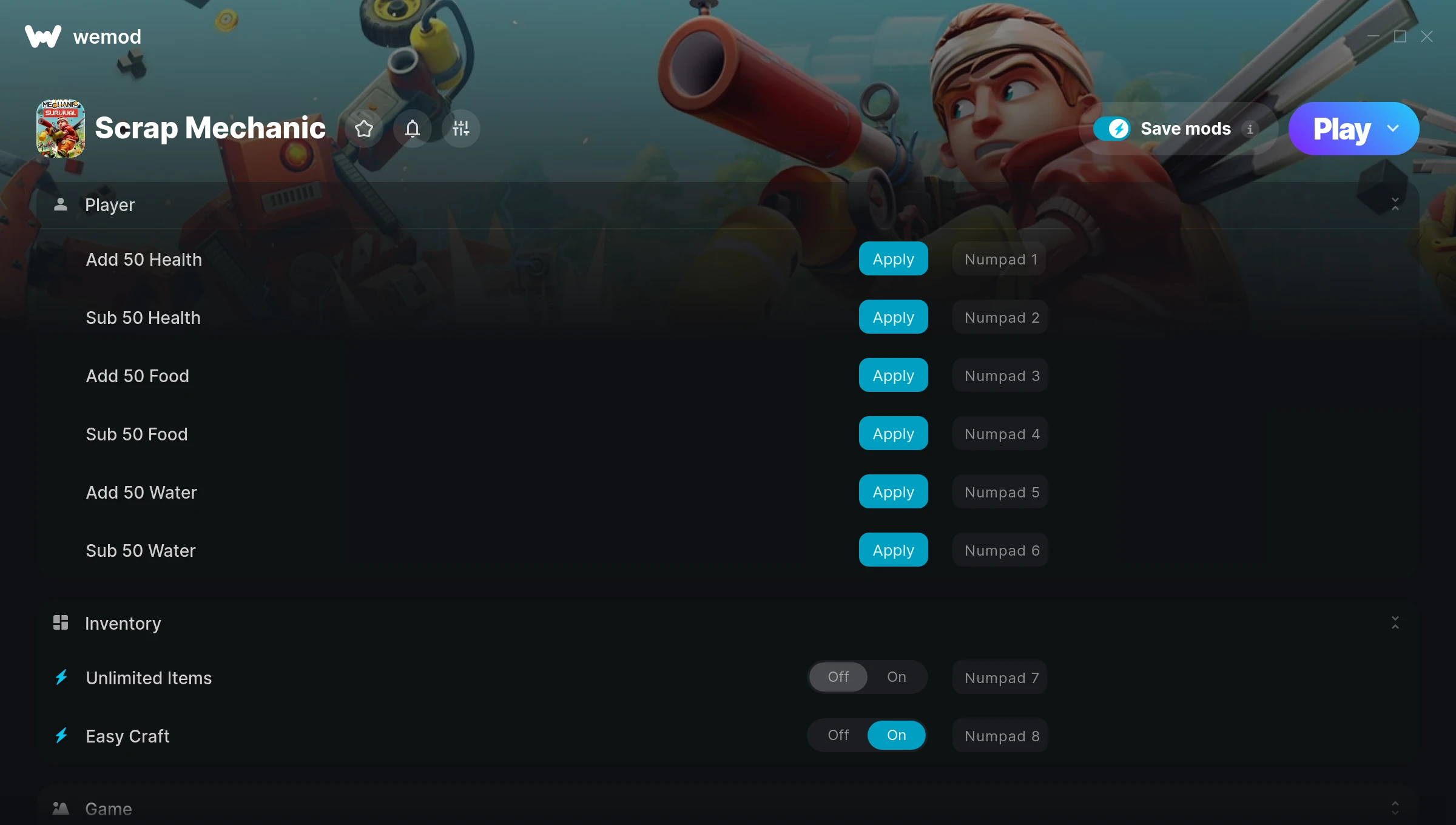 Scrap Mechanic Trainer screenshot