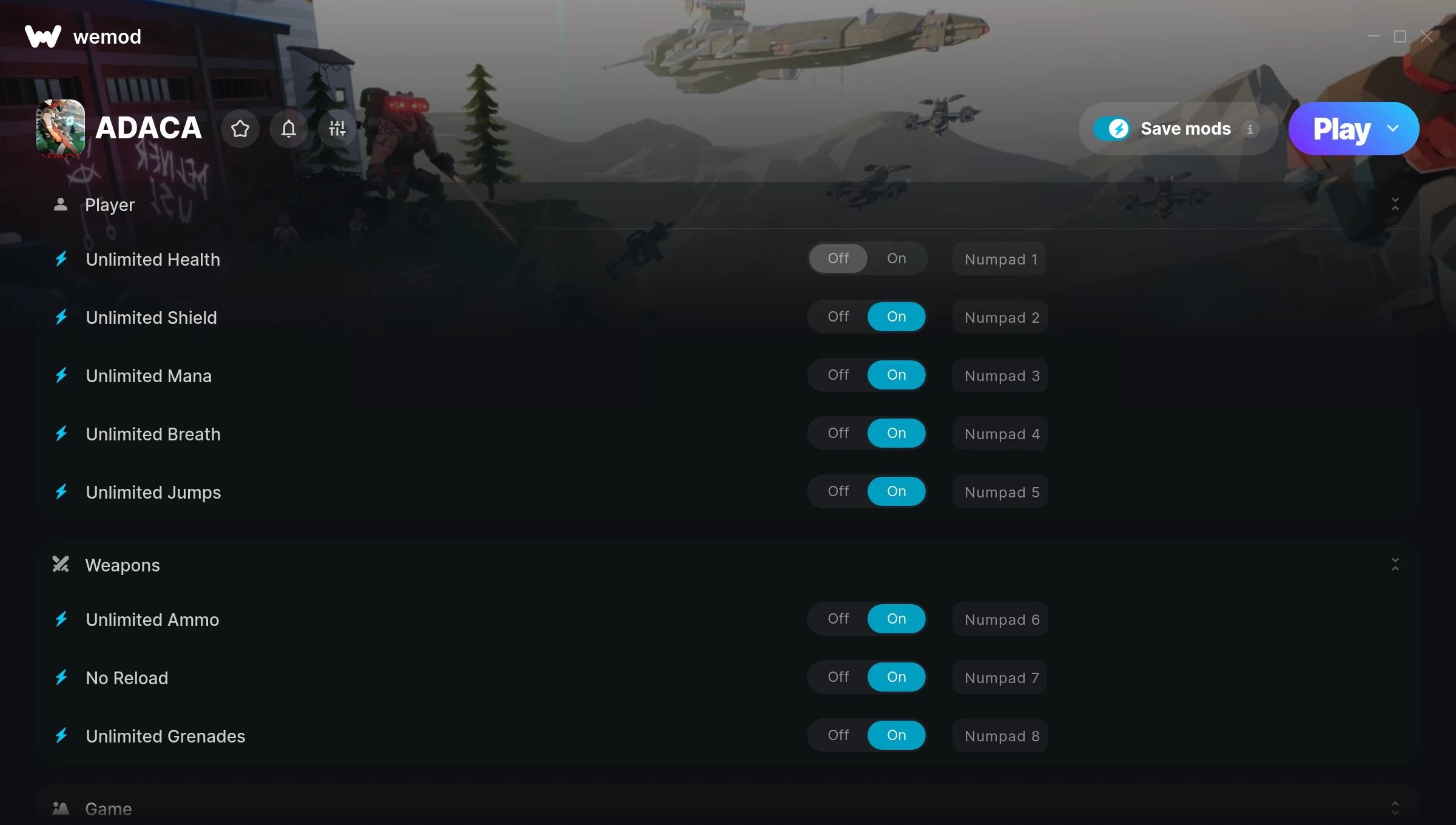 ADACA Trainer screenshot