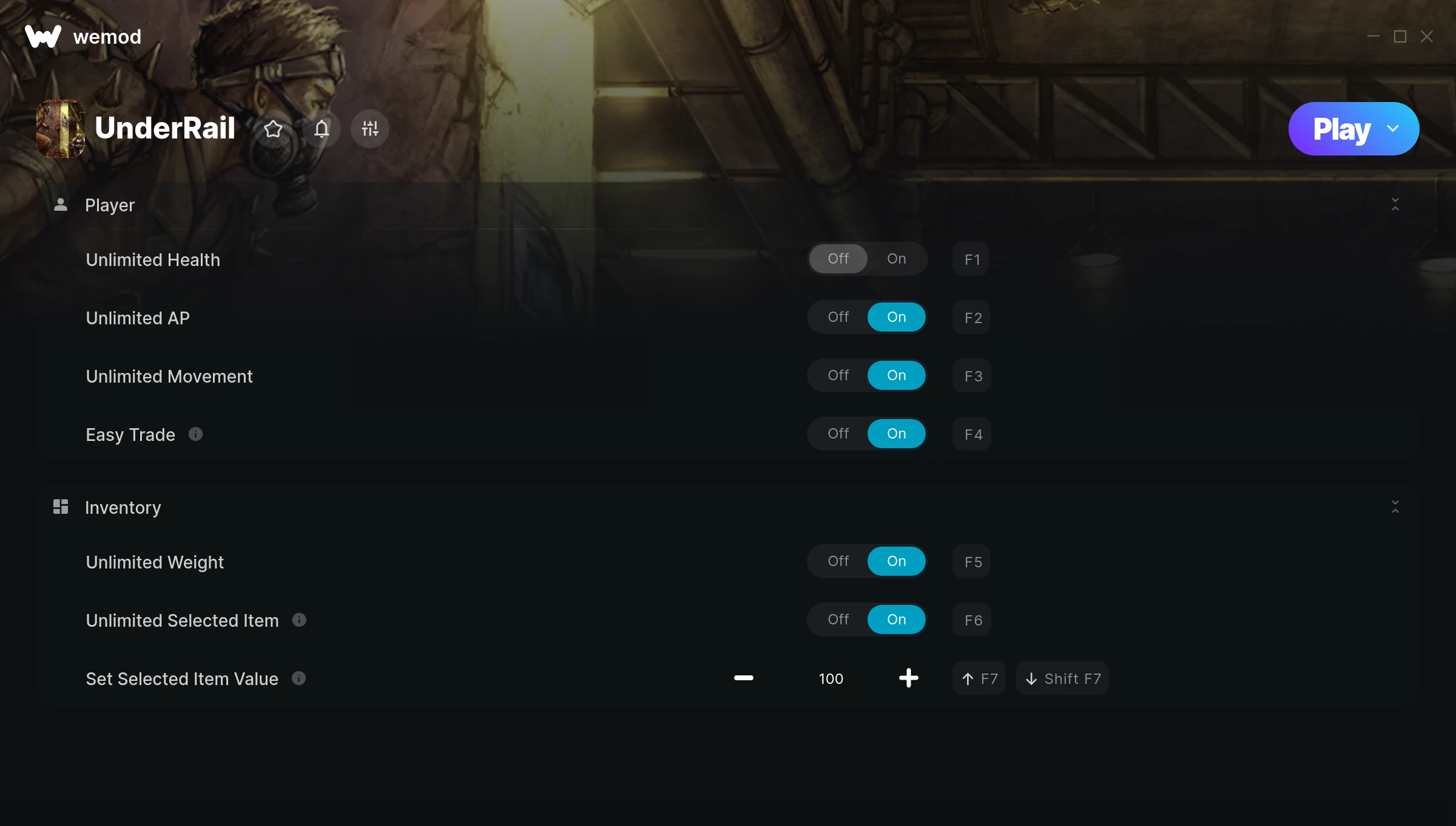 UnderRail Trainer screenshot