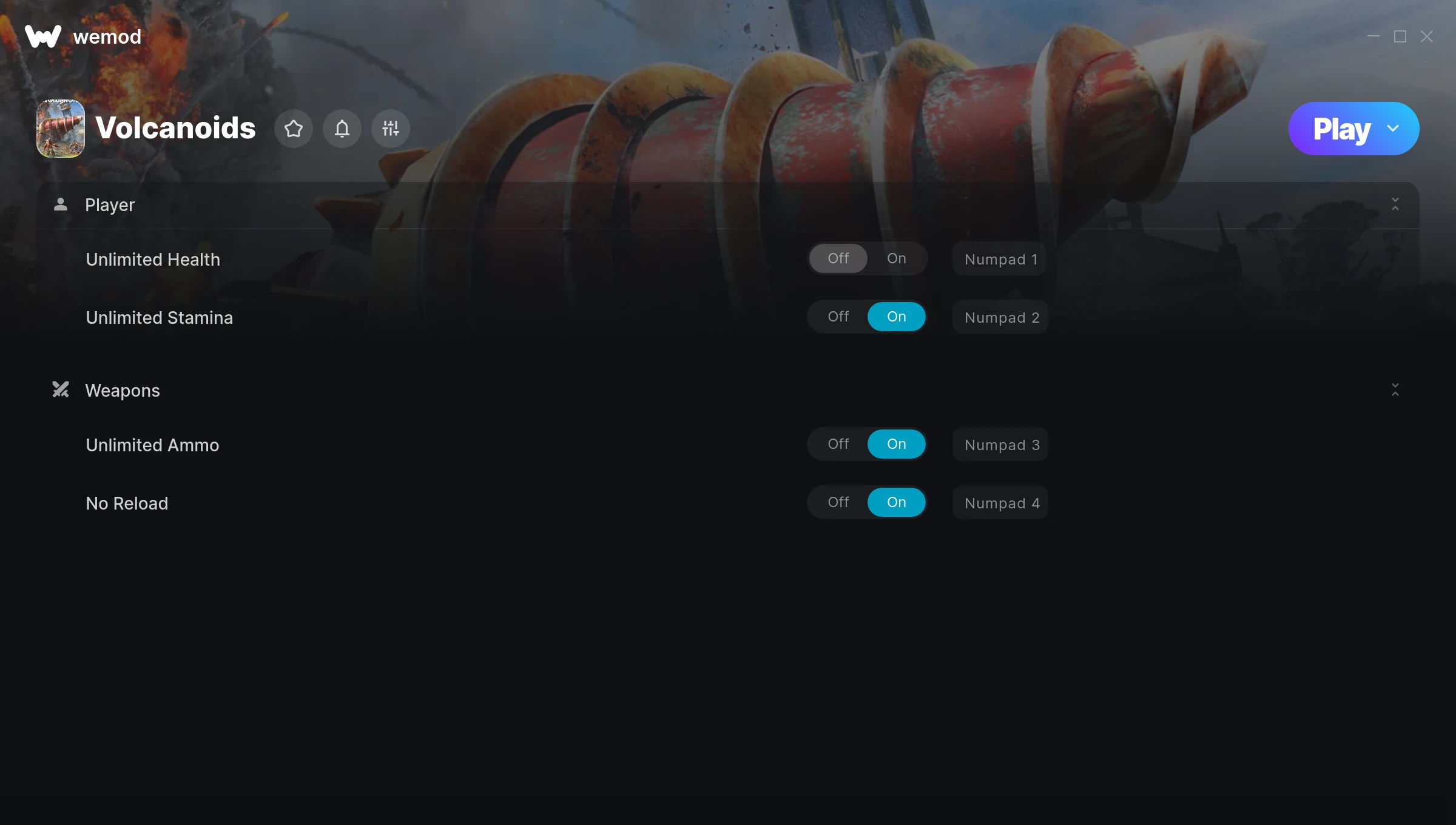 Volcanoids Trainer screenshot