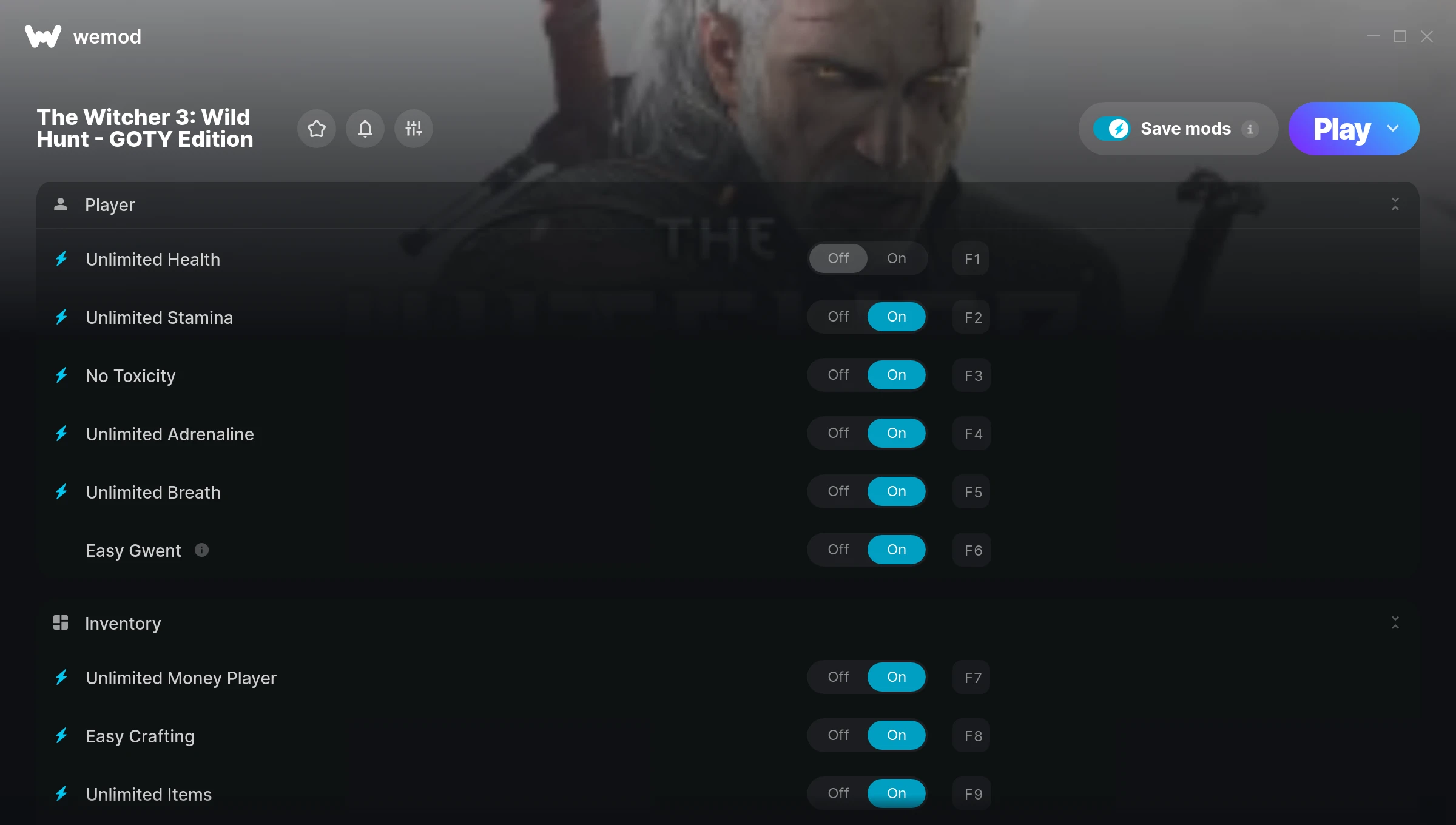 The Witcher 3: Wild Hunt - GOTY Edition Trainer screenshot