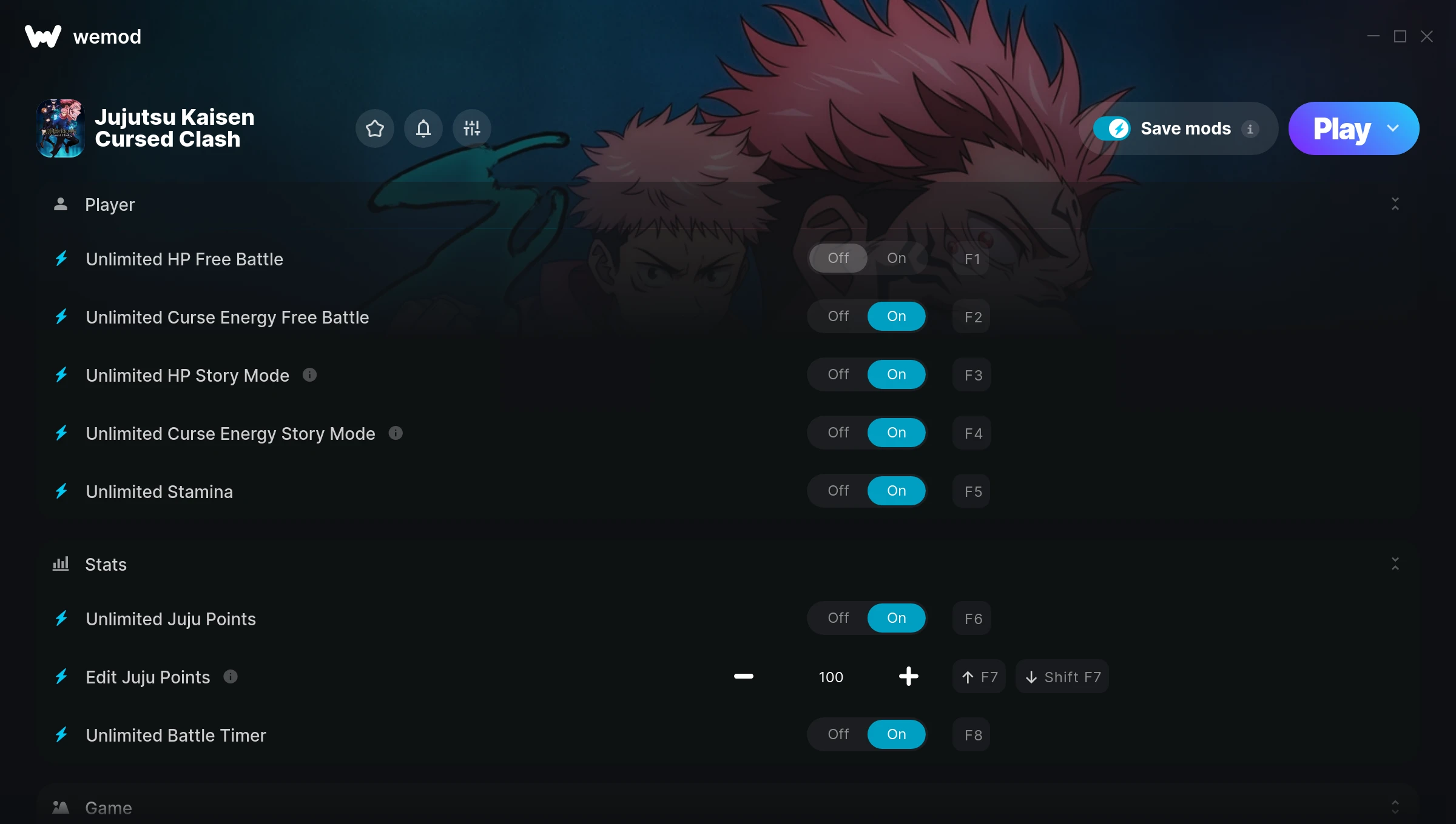 Jujutsu Kaisen Cursed Clash Trainer screenshot