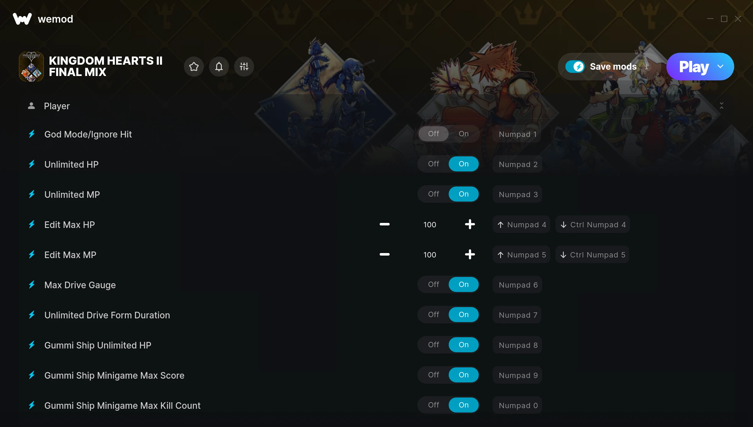 Kingdom Hearts II Final Mix Trainer screenshot