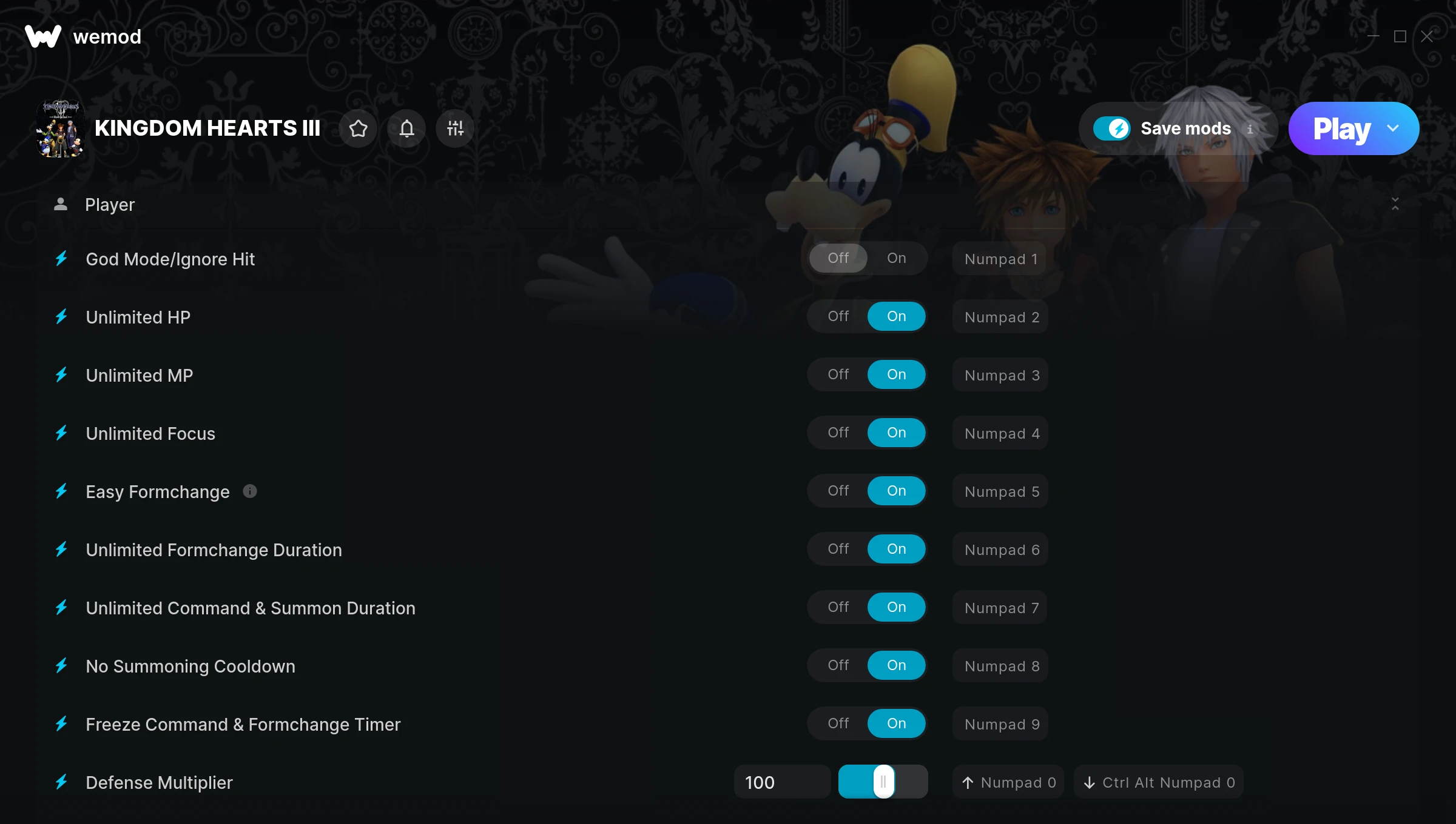 Kingdom Hearts III Trainer screenshot