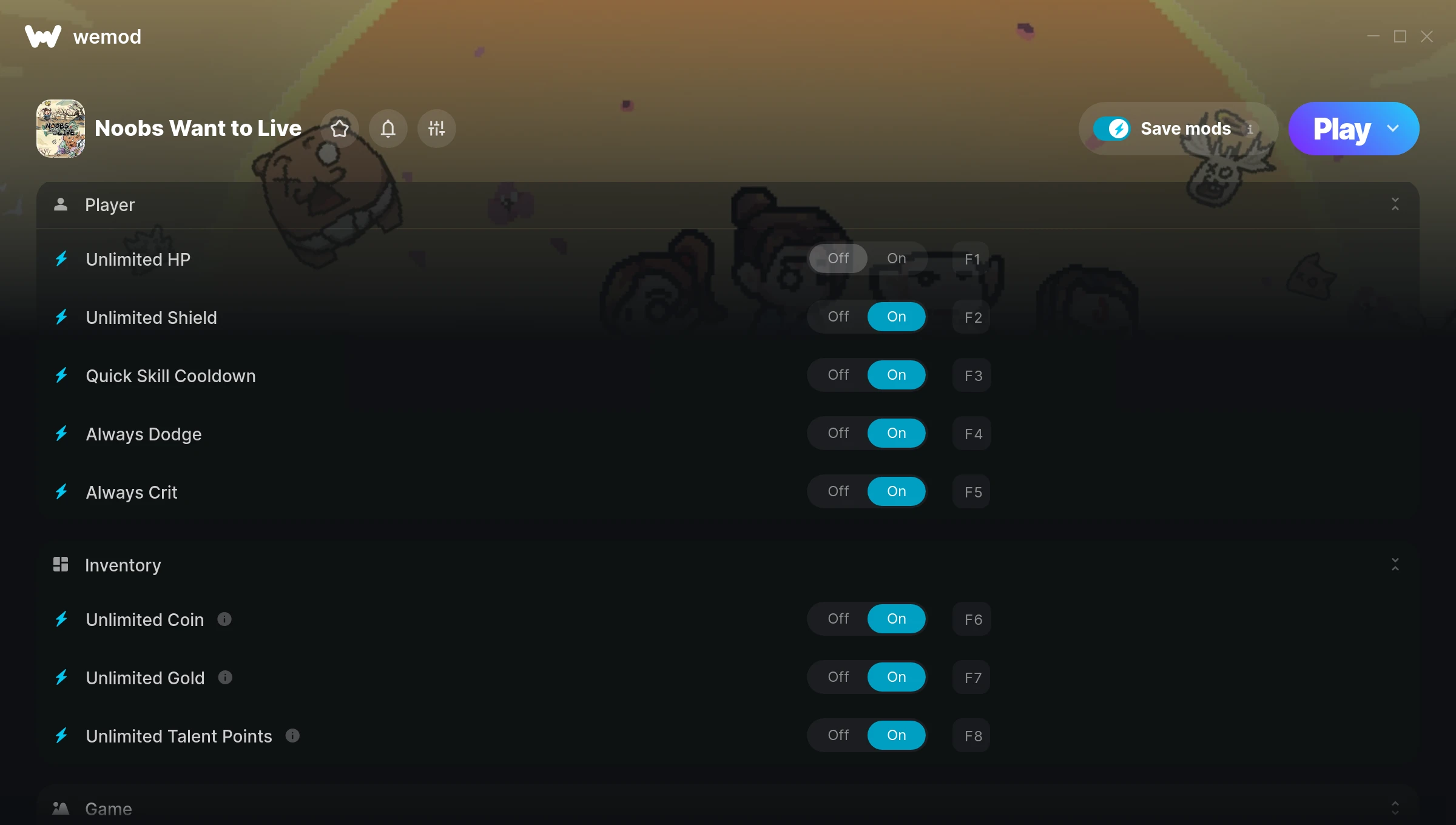 Noobs Want to Live Trainer screenshot