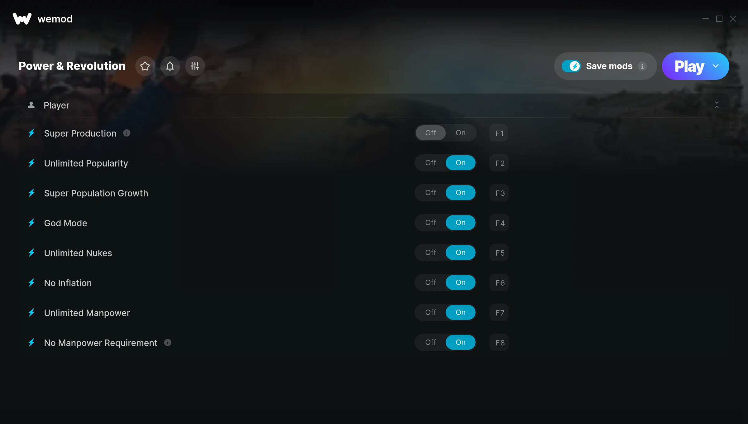 Power & Revolution Trainer screenshot