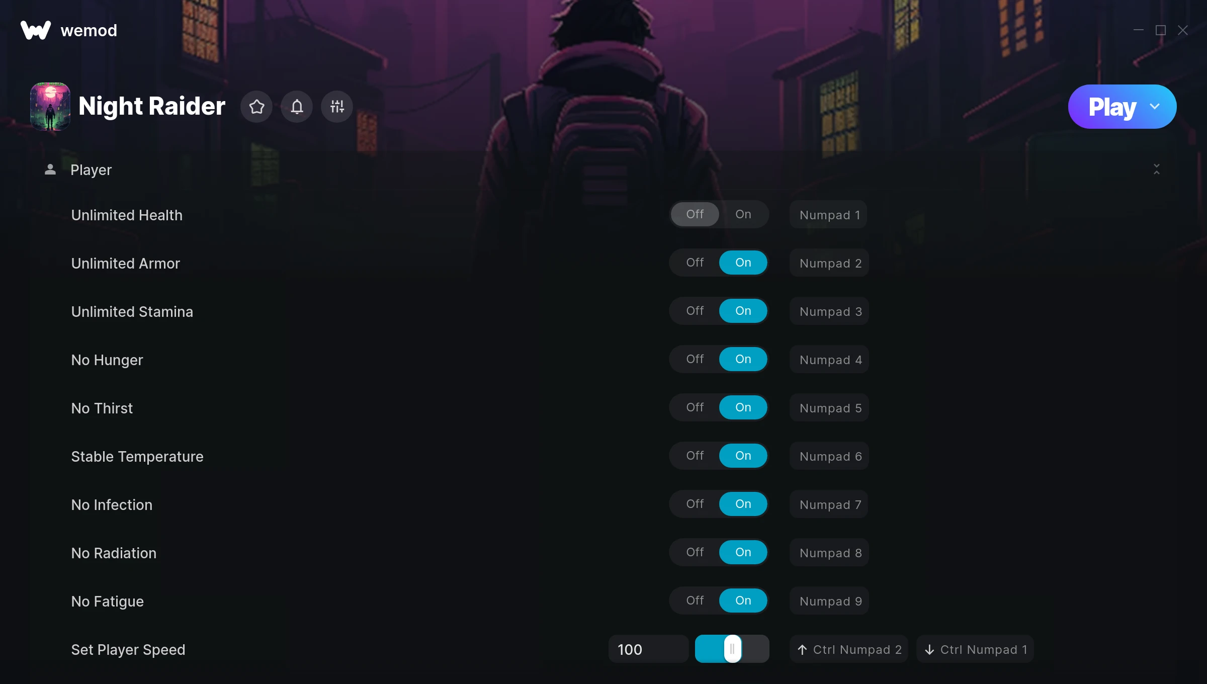 Night Raider Trainer screenshot