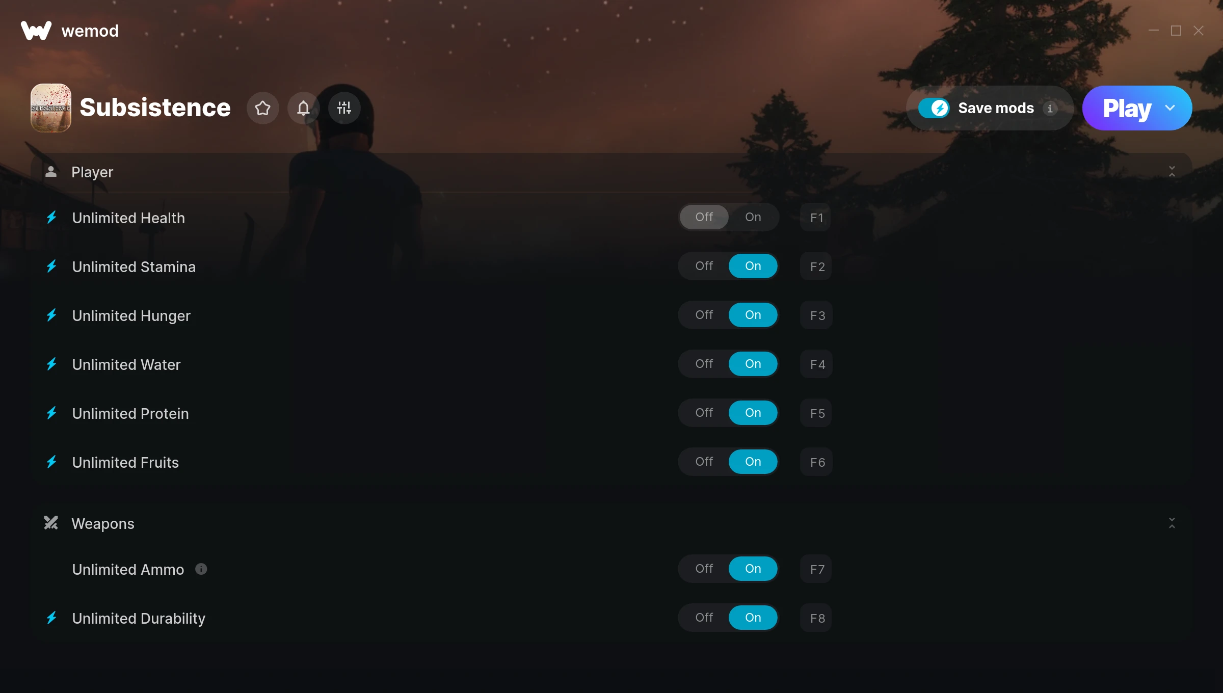 Subsistence Trainer screenshot