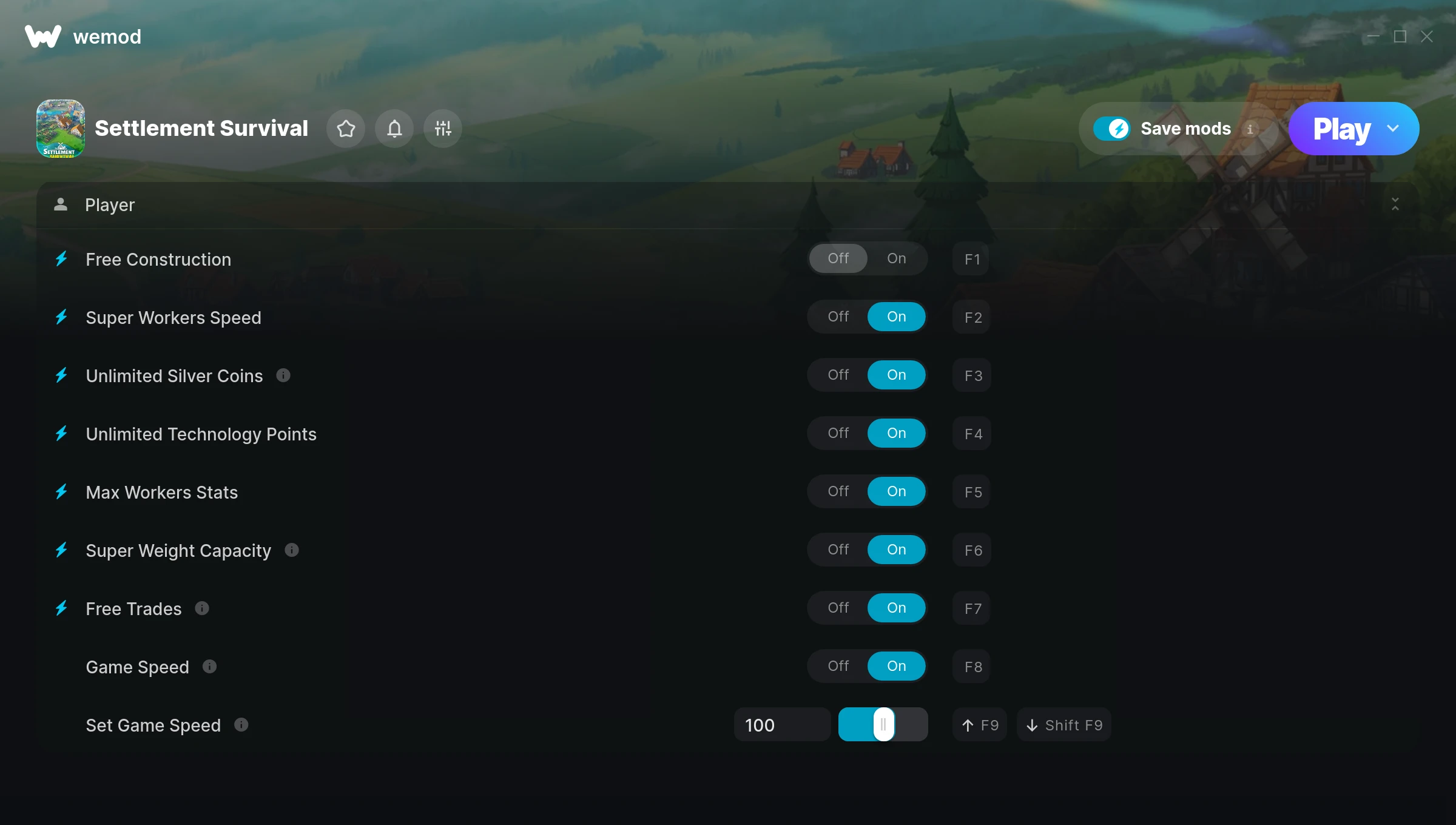 Settlement Survival Trainer screenshot