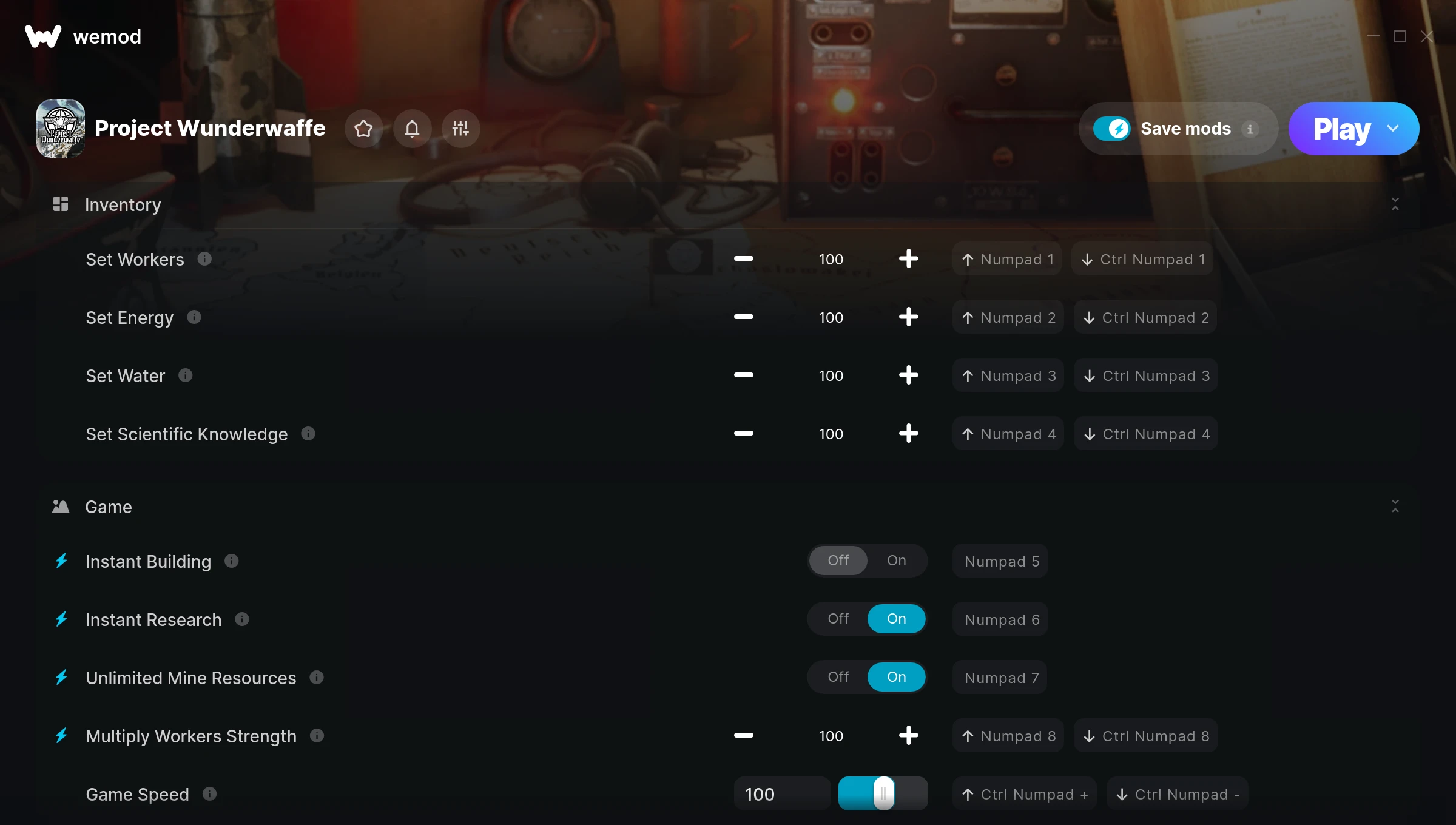 Project Wunderwaffe Trainer screenshot