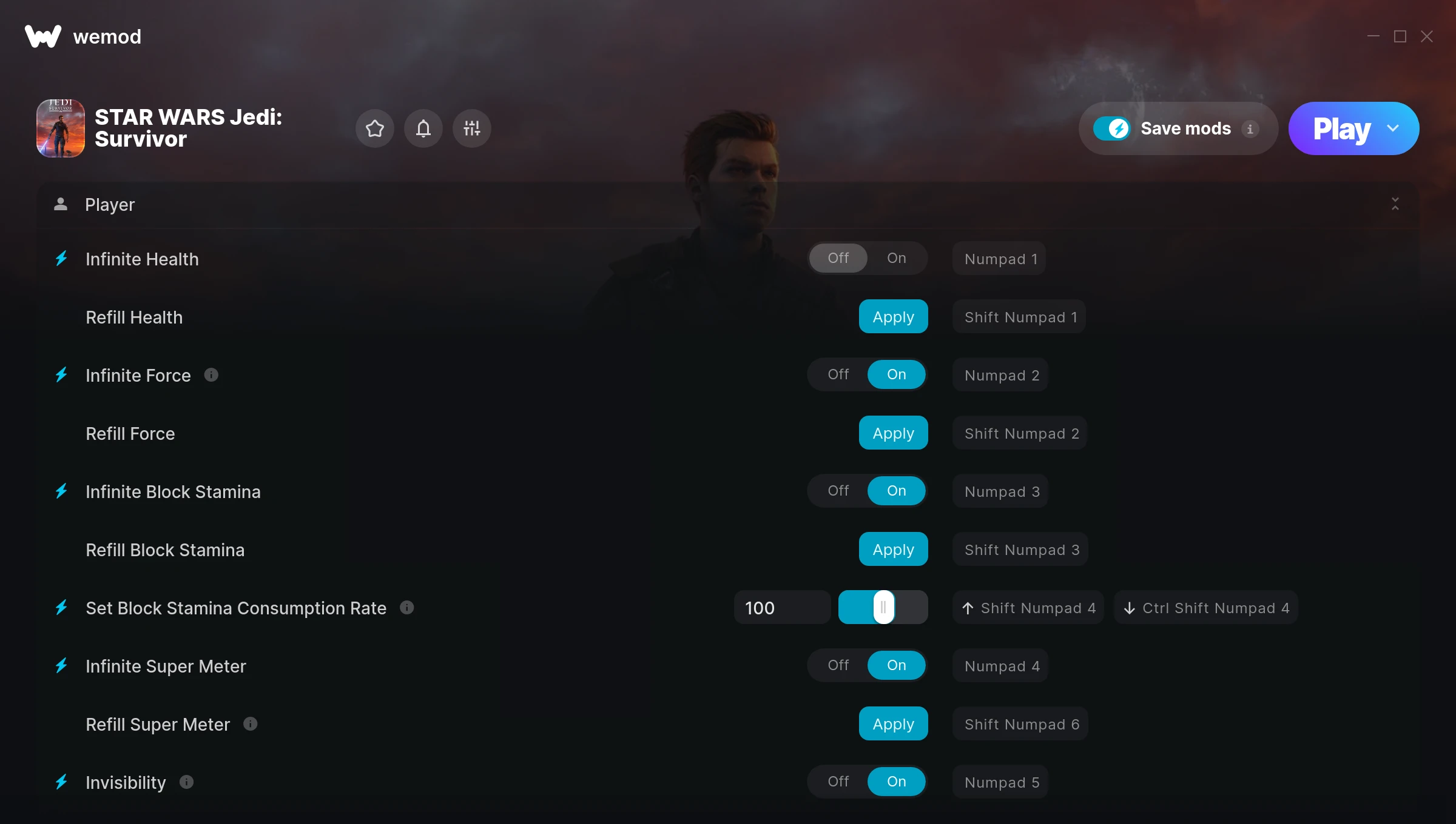 Star Wars Jedi Survivor Trainer screenshot