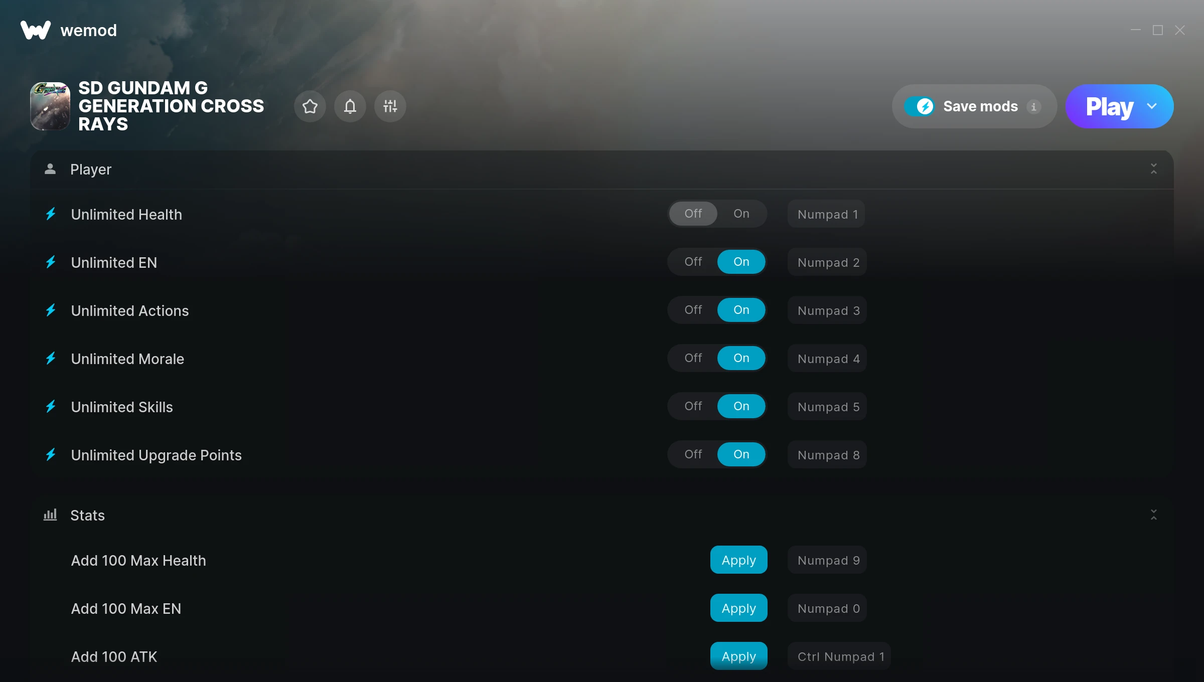 Sd Gundam G Generation Cross Rays Trainer screenshot