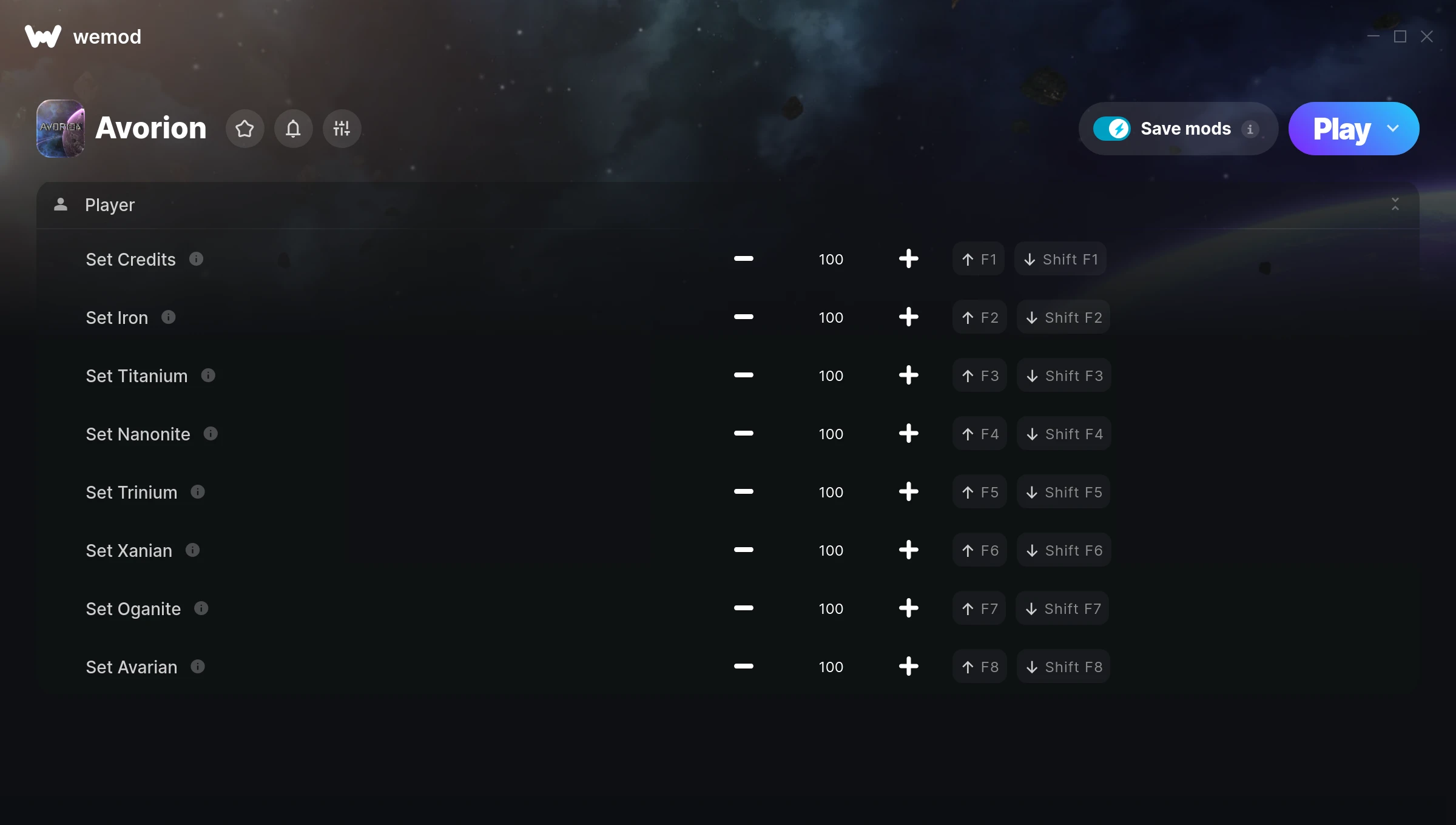 Avorion Trainer screenshot