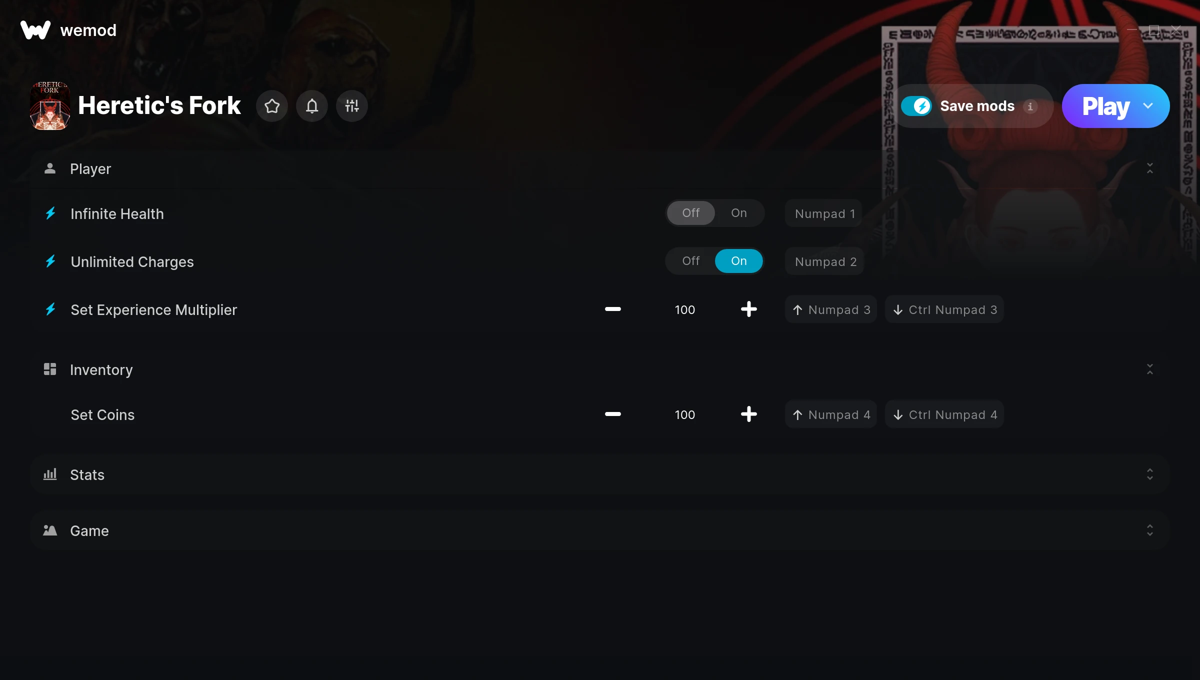 Heretic's Fork Trainer screenshot