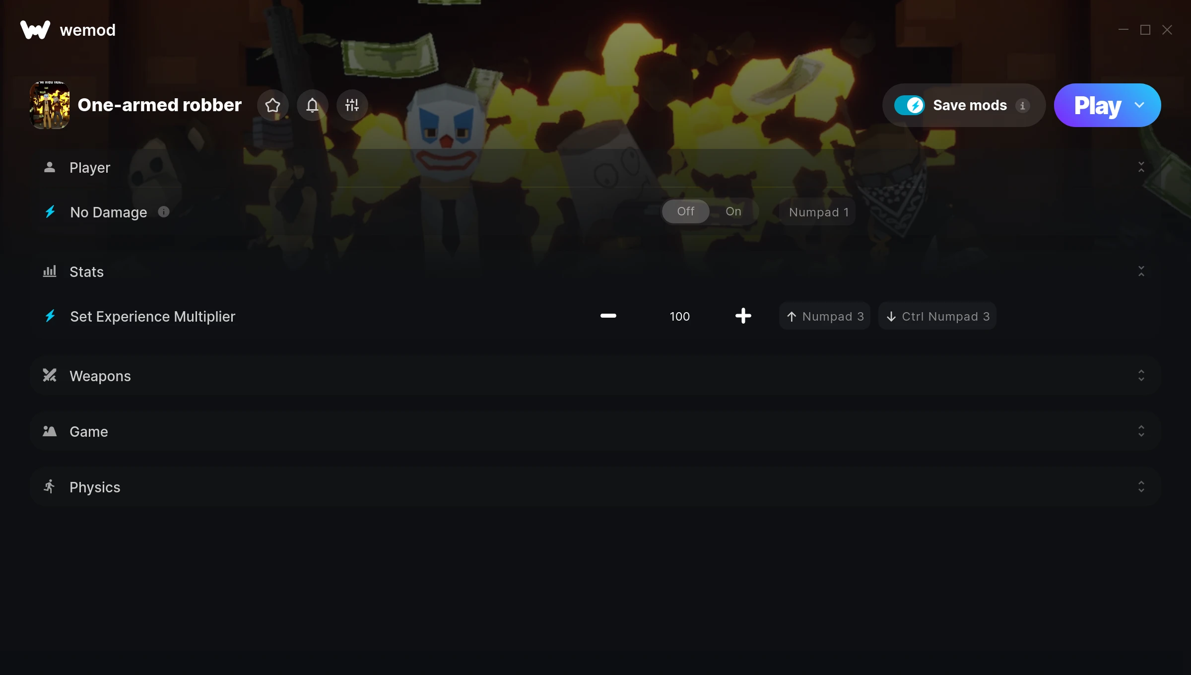 One-armed robber Trainer screenshot