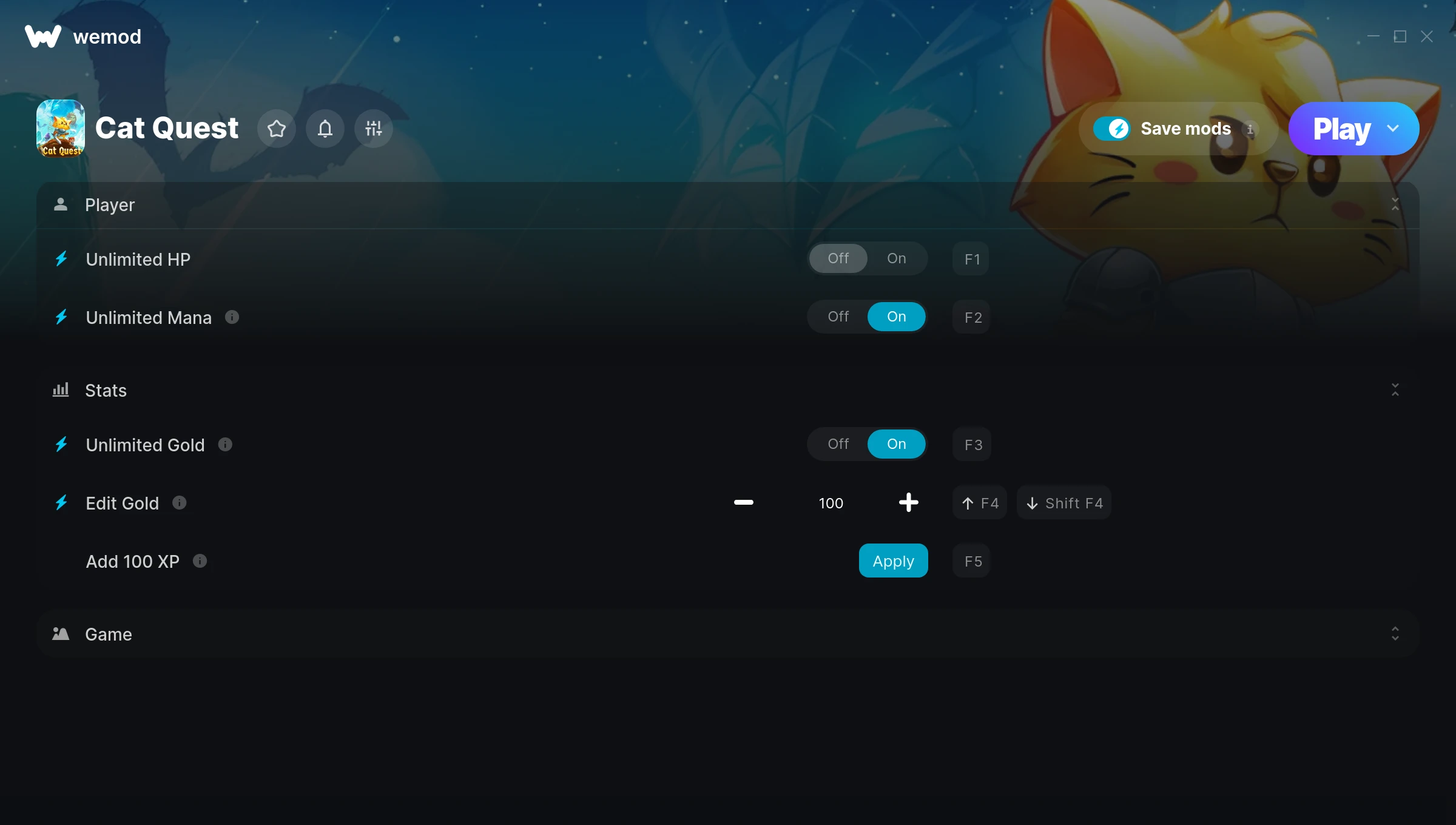 Cat Quest Trainer screenshot