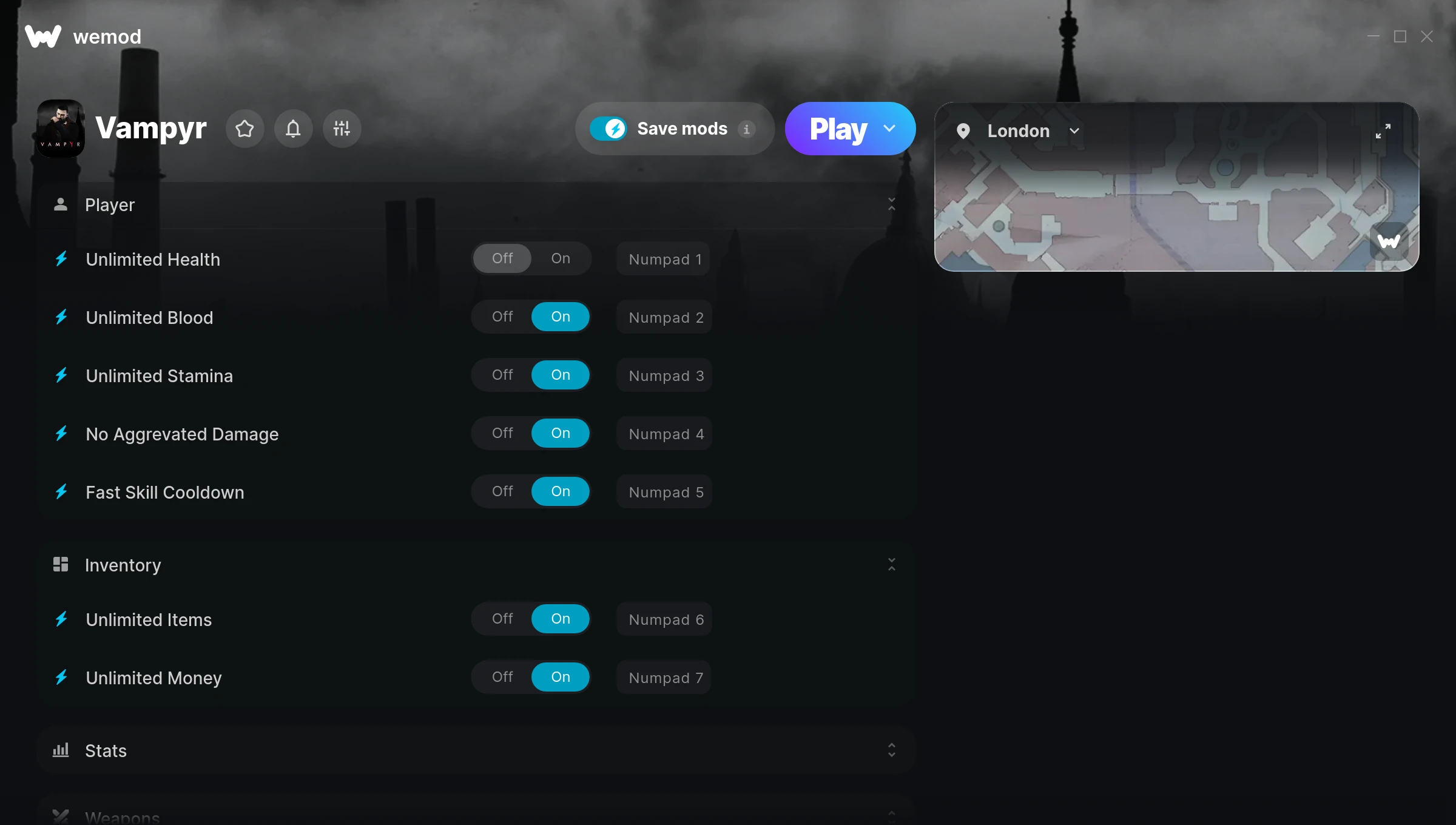 Vampyr Trainer screenshot