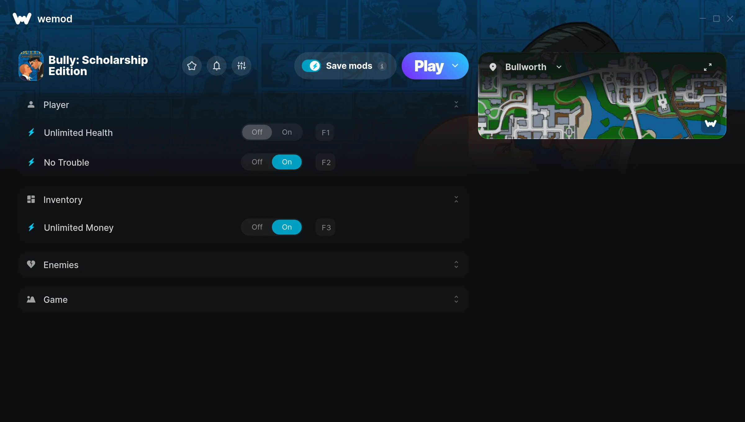 Bully: Scholarship Edition Trainer screenshot