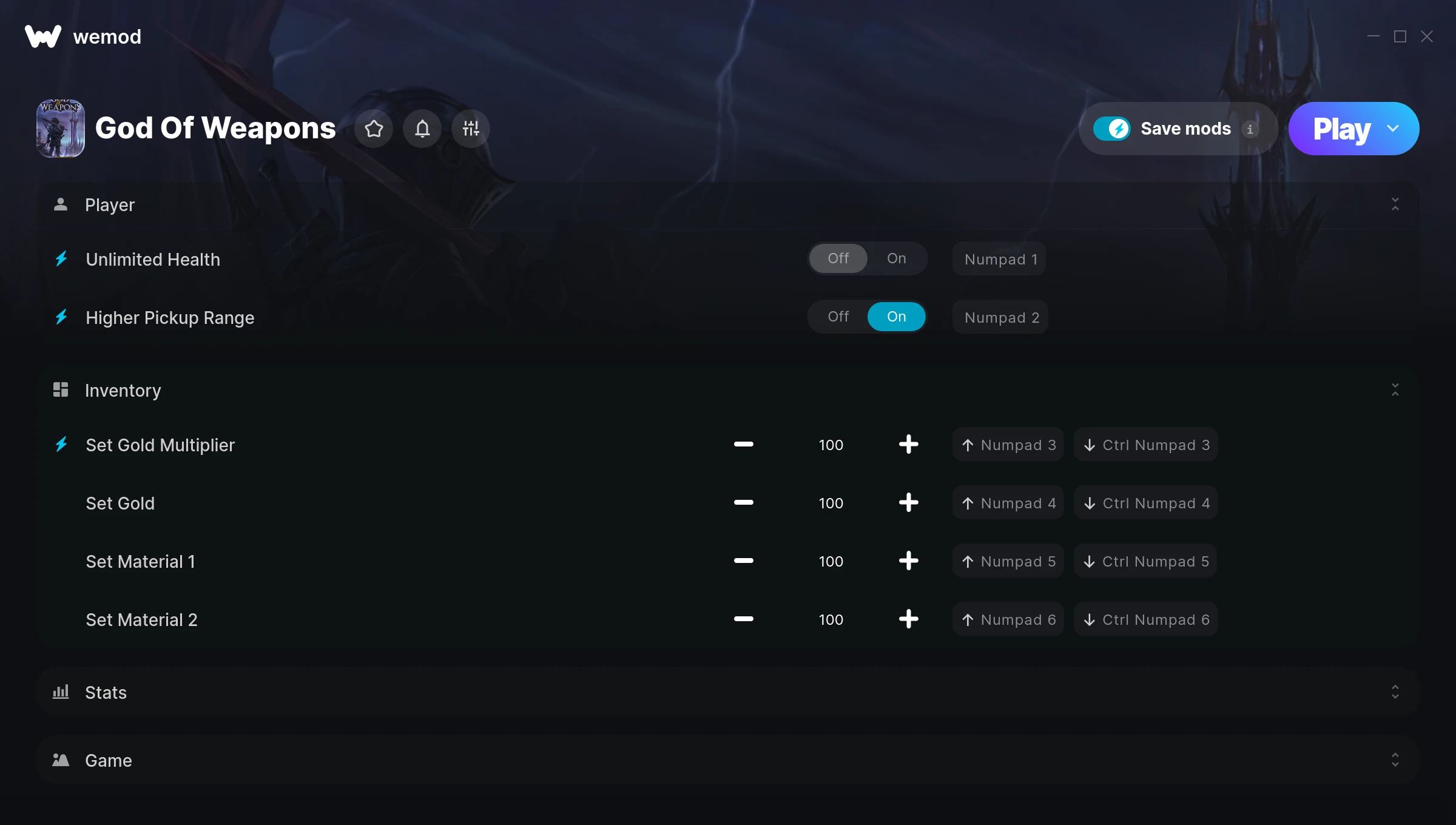 God Of Weapons Trainer screenshot