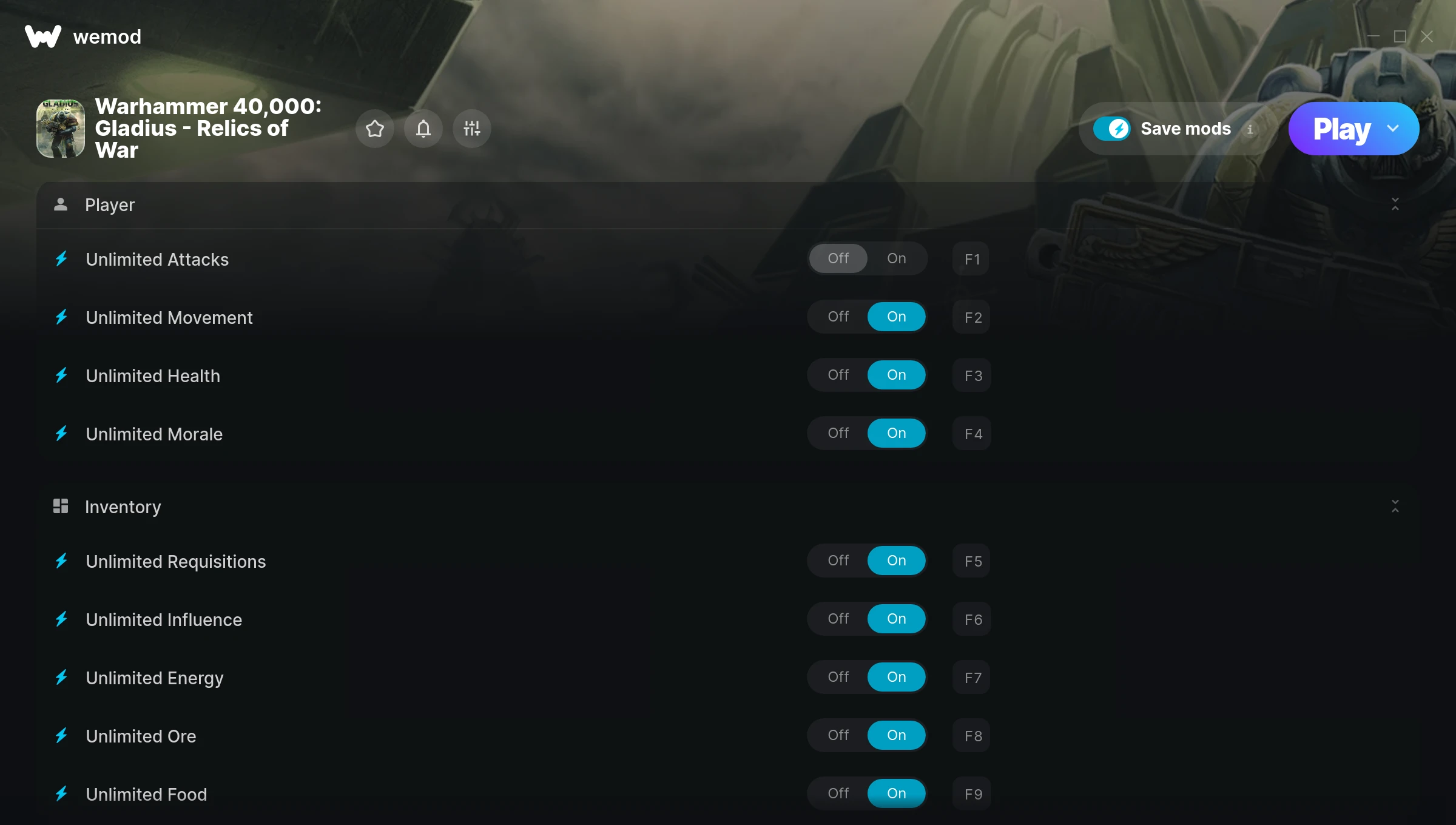 Warhammer 40,000: Gladius - Relics of War Trainer screenshot