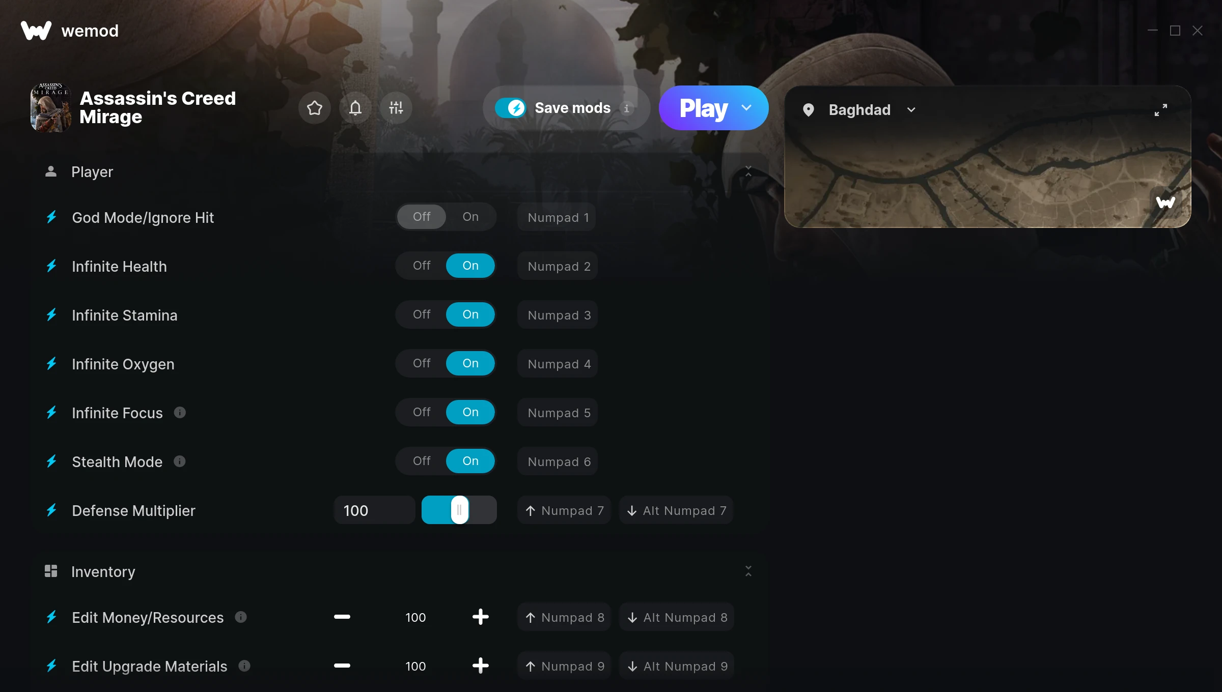 Assassins Creed Mirage Trainer screenshot