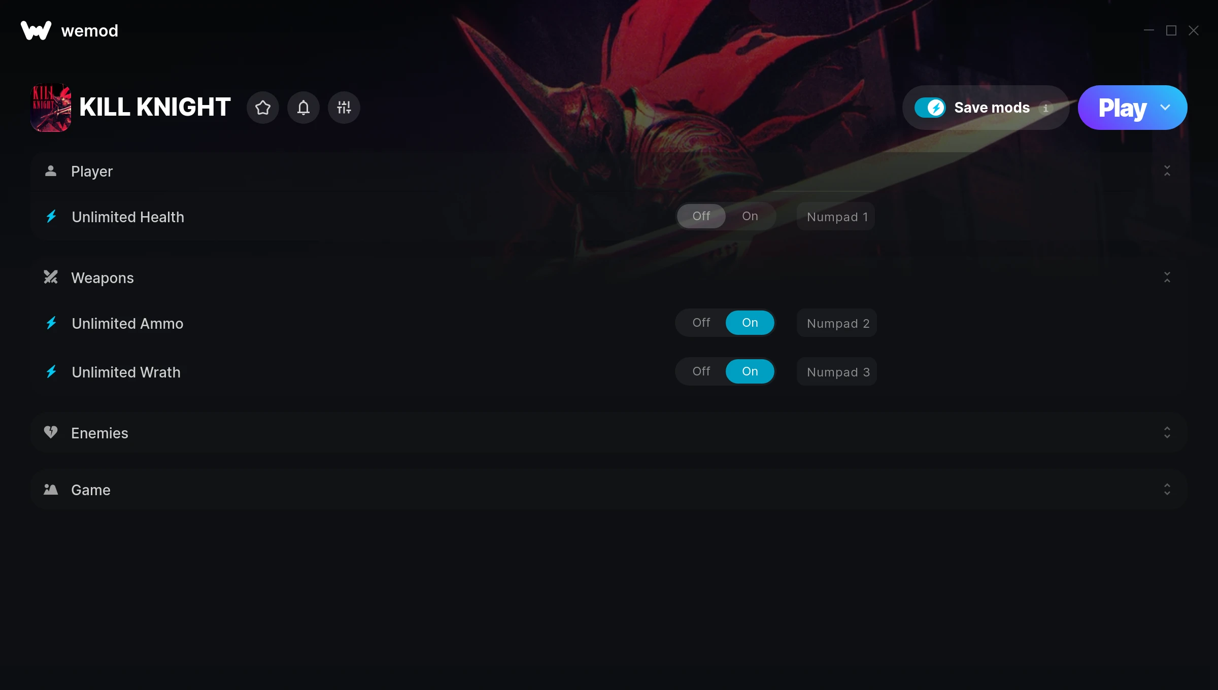 KILL KNIGHT Trainer screenshot