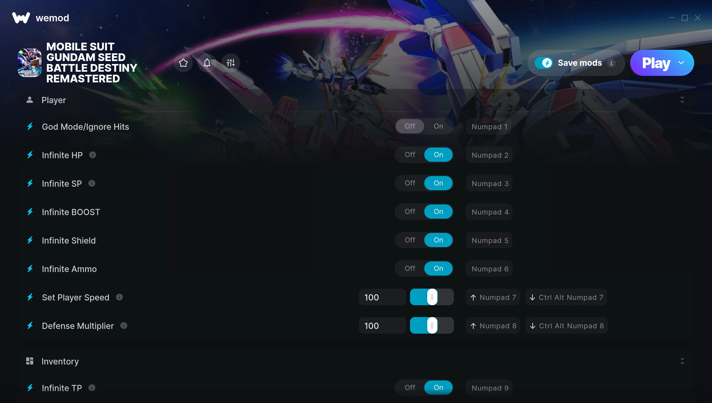 Mobile Suit Gundam Seed Battle Destiny Remastered Trainer screenshot