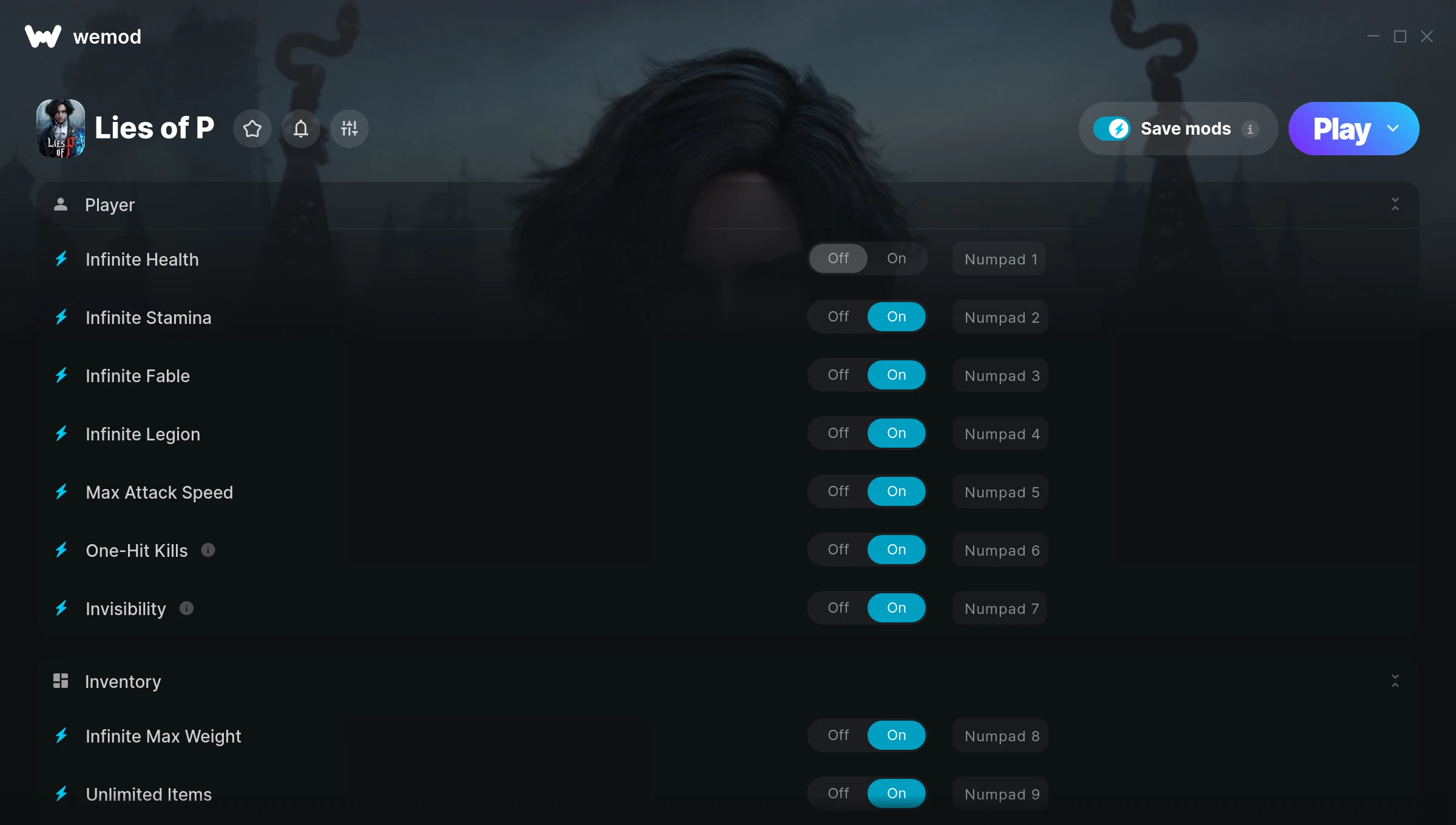 Lies of P Trainer screenshot