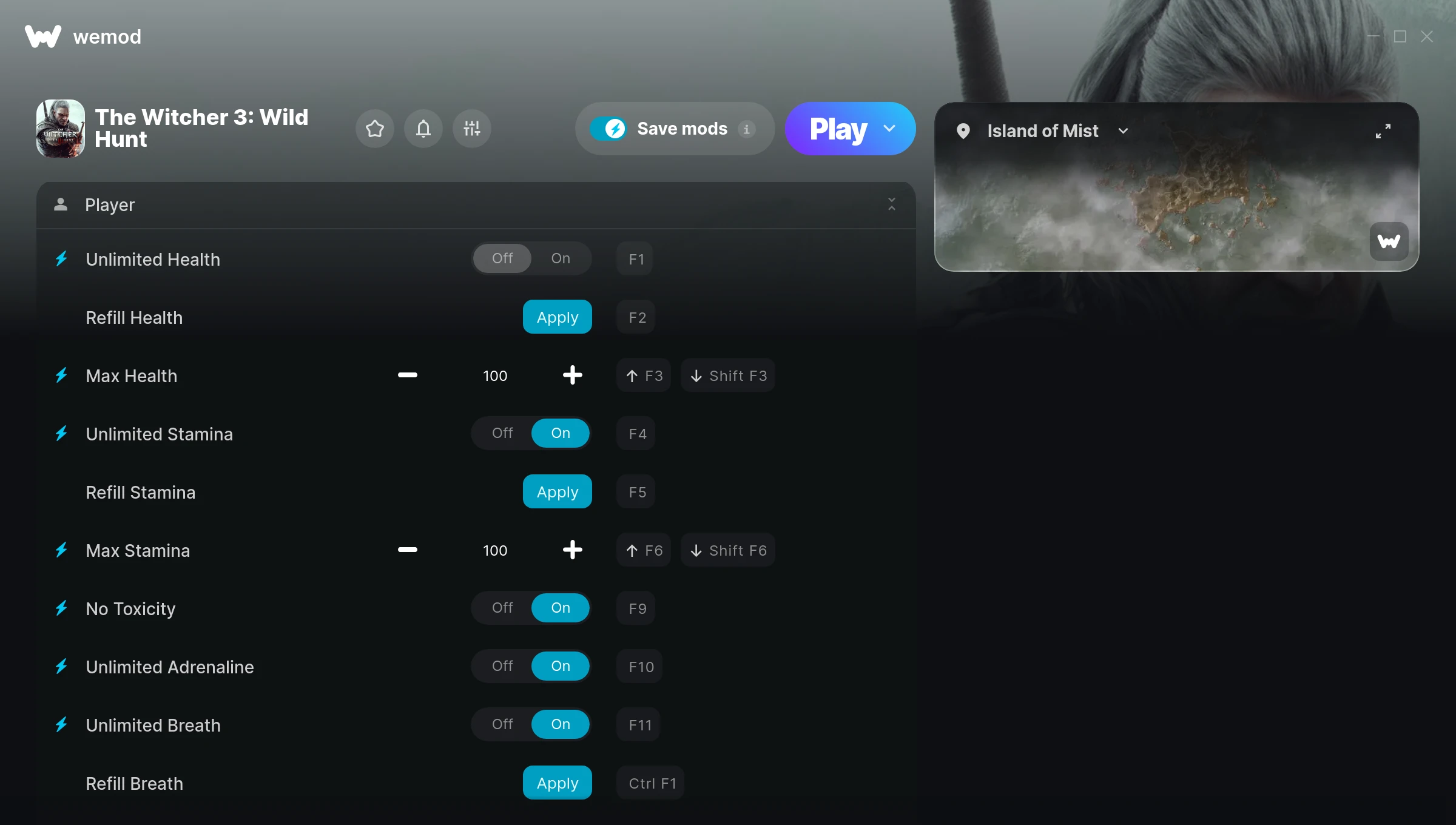 The Witcher 3 Wild Hunt Trainer screenshot