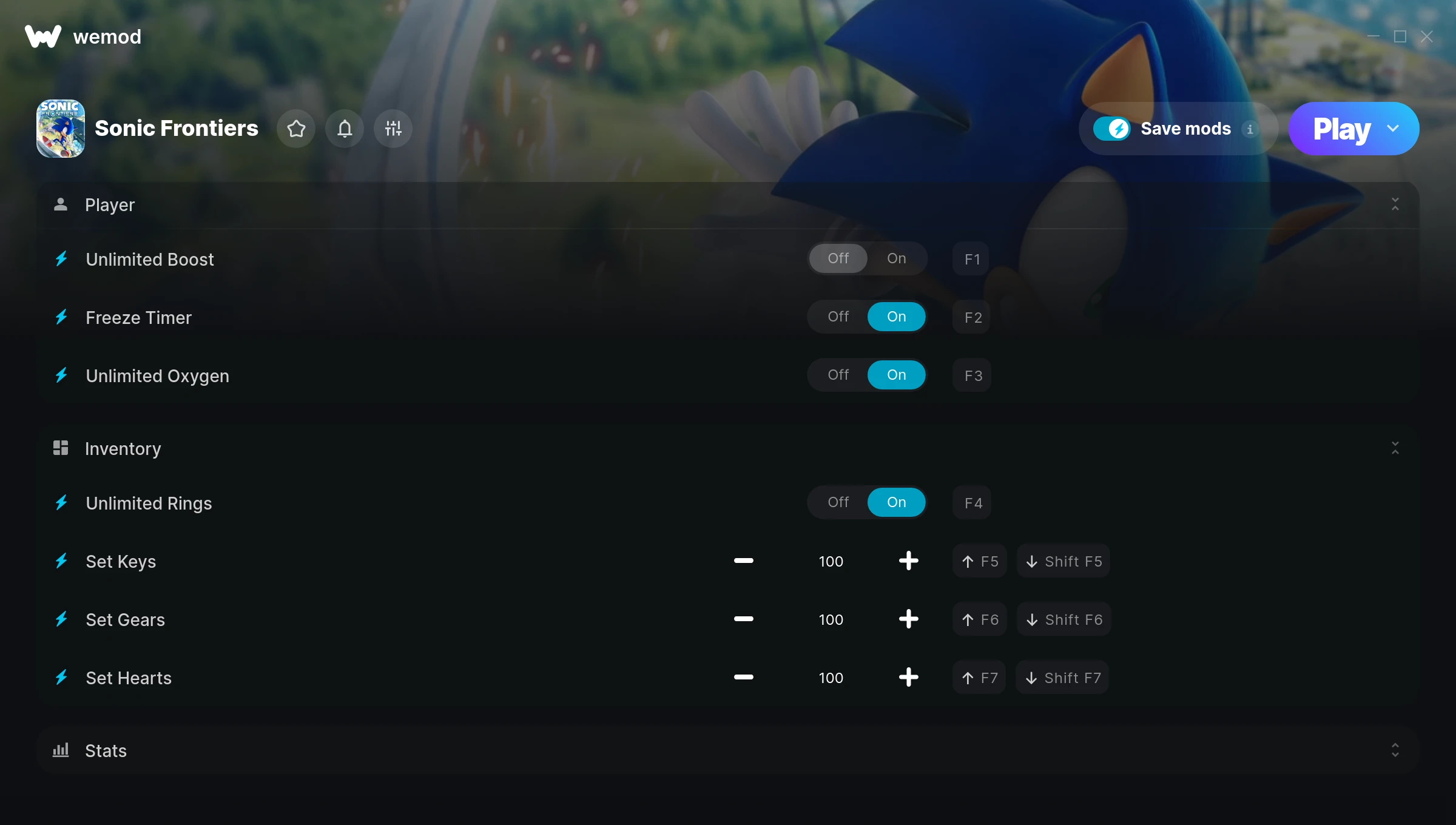 Sonic Frontiers Trainer screenshot