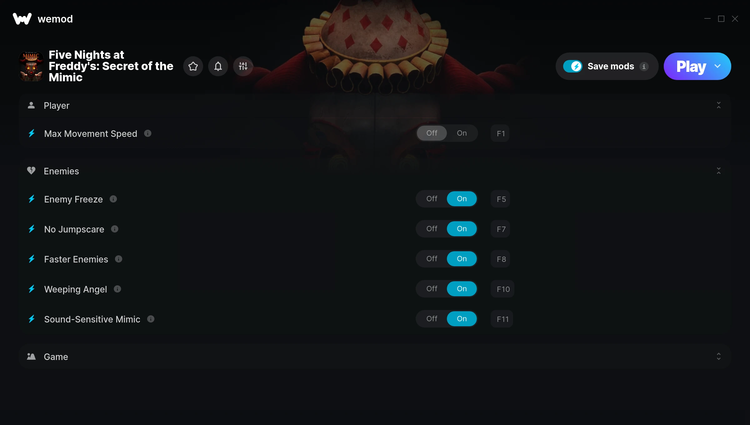 Five Nights at Freddy's: Secret of the Mimic Trainer screenshot