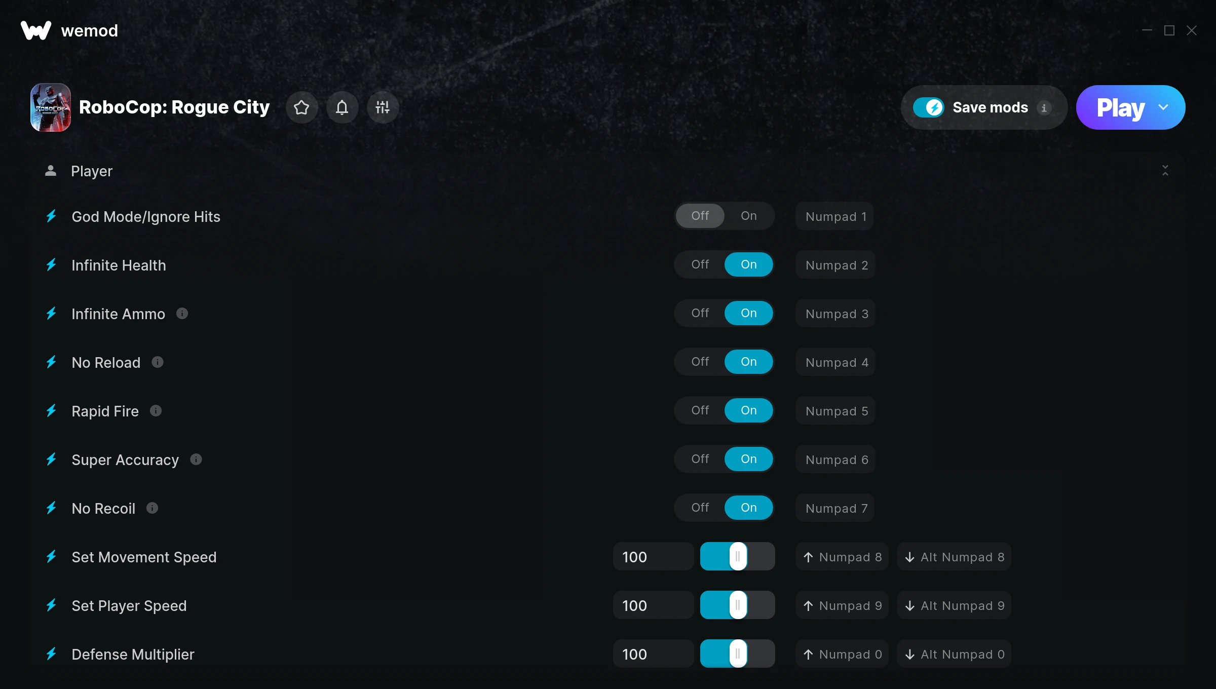 Robocop Rogue City Trainer screenshot